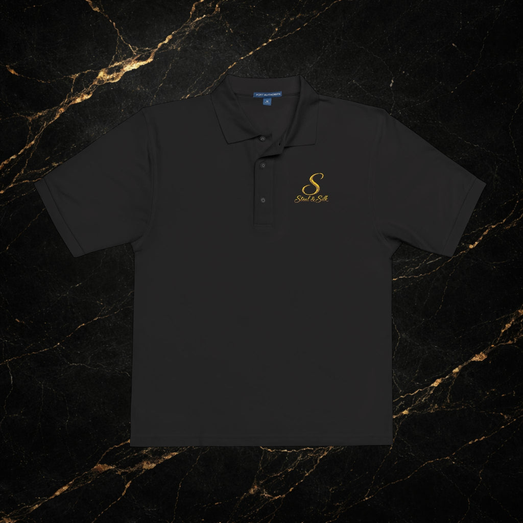 Embroidered Gold Snake Logo Polo Shirt — Classic Casual Dress Polo