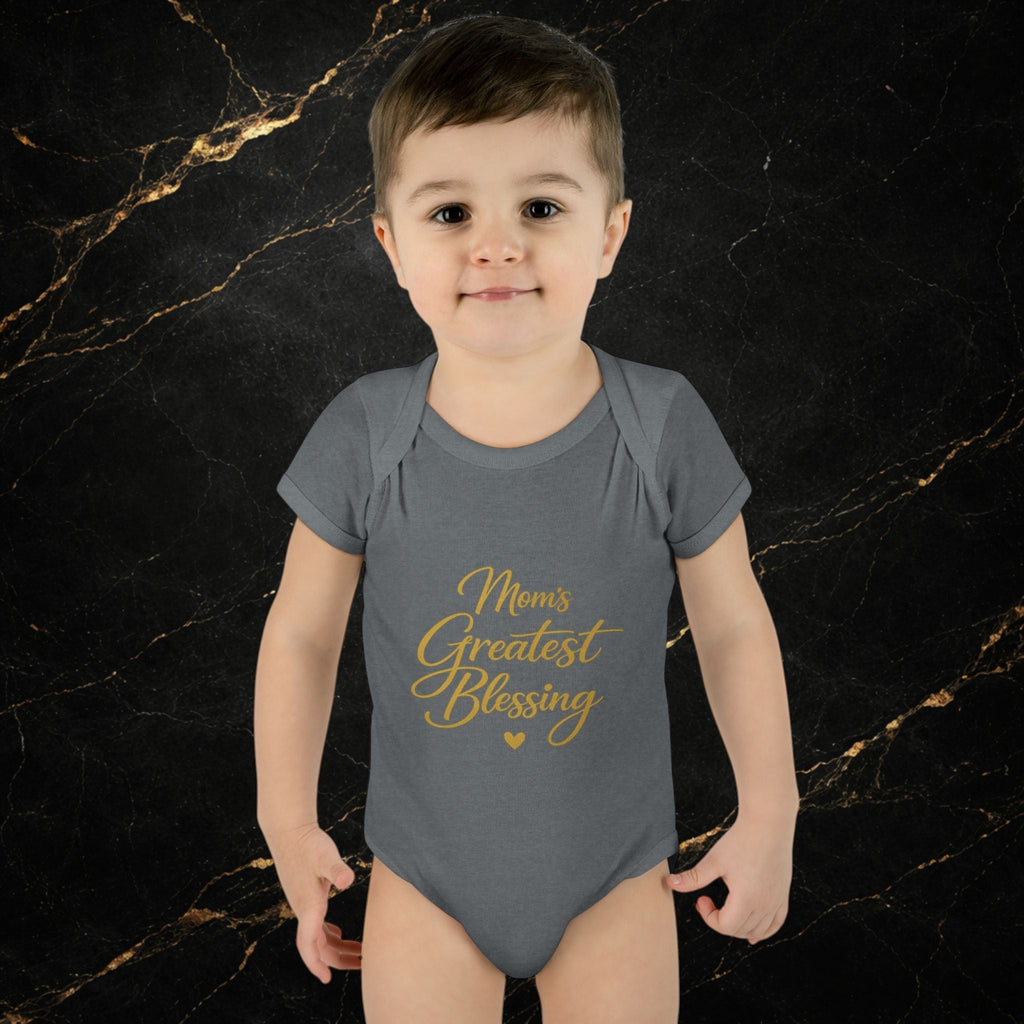 Mom's Greatest Blessing Infant Bodysuit — "Mom" Cross Newborn Onesie