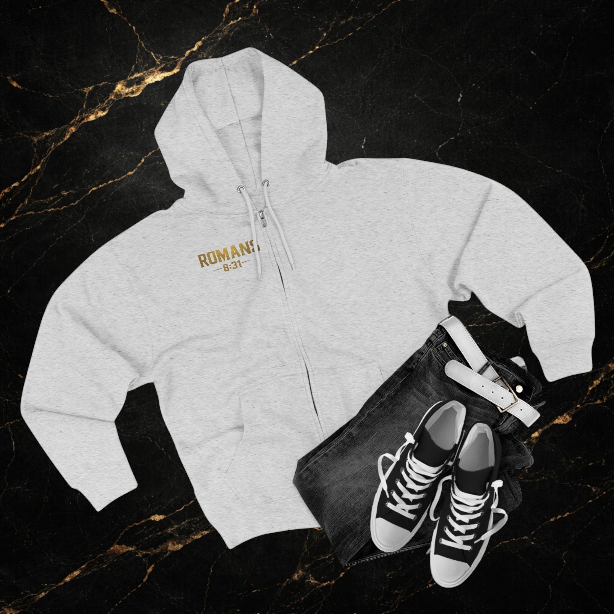 Romans 8:31 Cross Zip Hoodie — If God Is For Us Inspirational Christian Hoodie