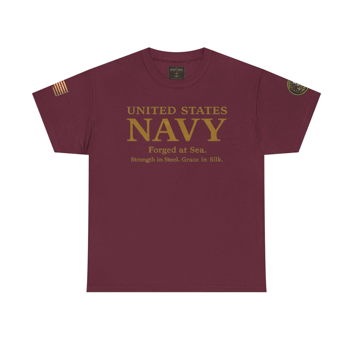 Navy ‘Forged at Sea’ Crew Neck Tee — Honor Courage Commitment Military T‑Shirt