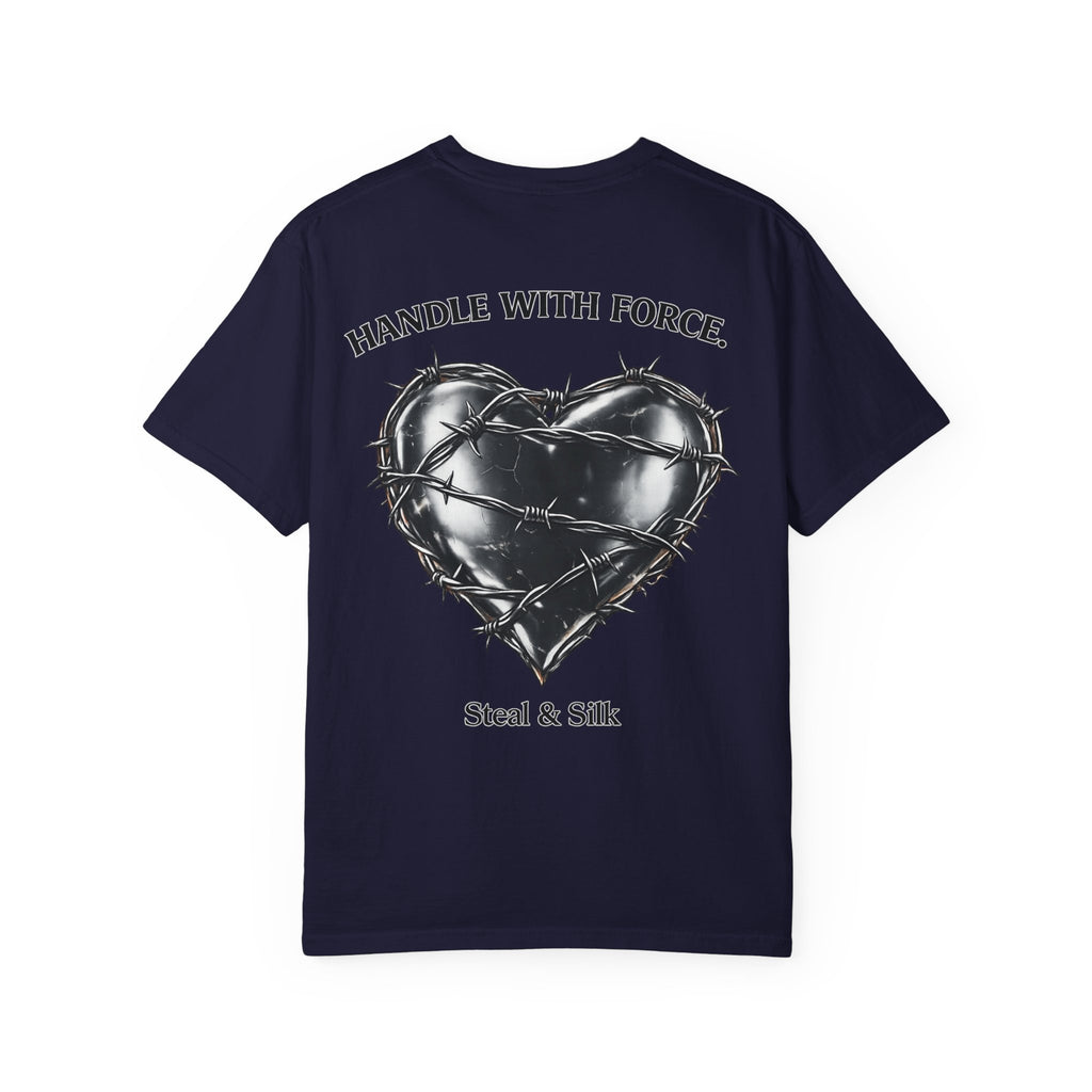 Handle With Force Heart Graphic T-Shirt — "Steal & Silk" Band Tee