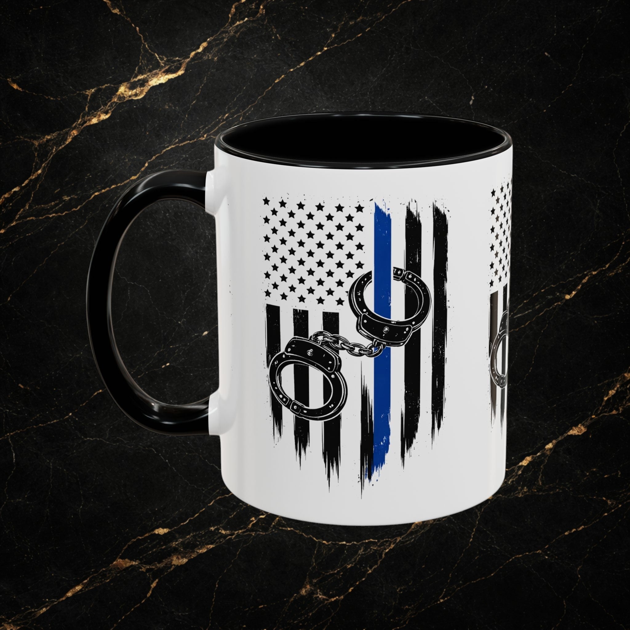 Police 911 Accent Coffee Mug — Patrol Car with Lights Coffee Cup (11/15oz)