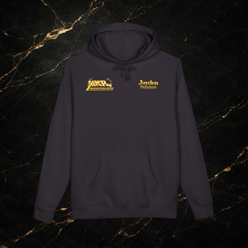 ANR Gold Logo Hoodie — Retro Metallic Band-Style Graphic Pullover