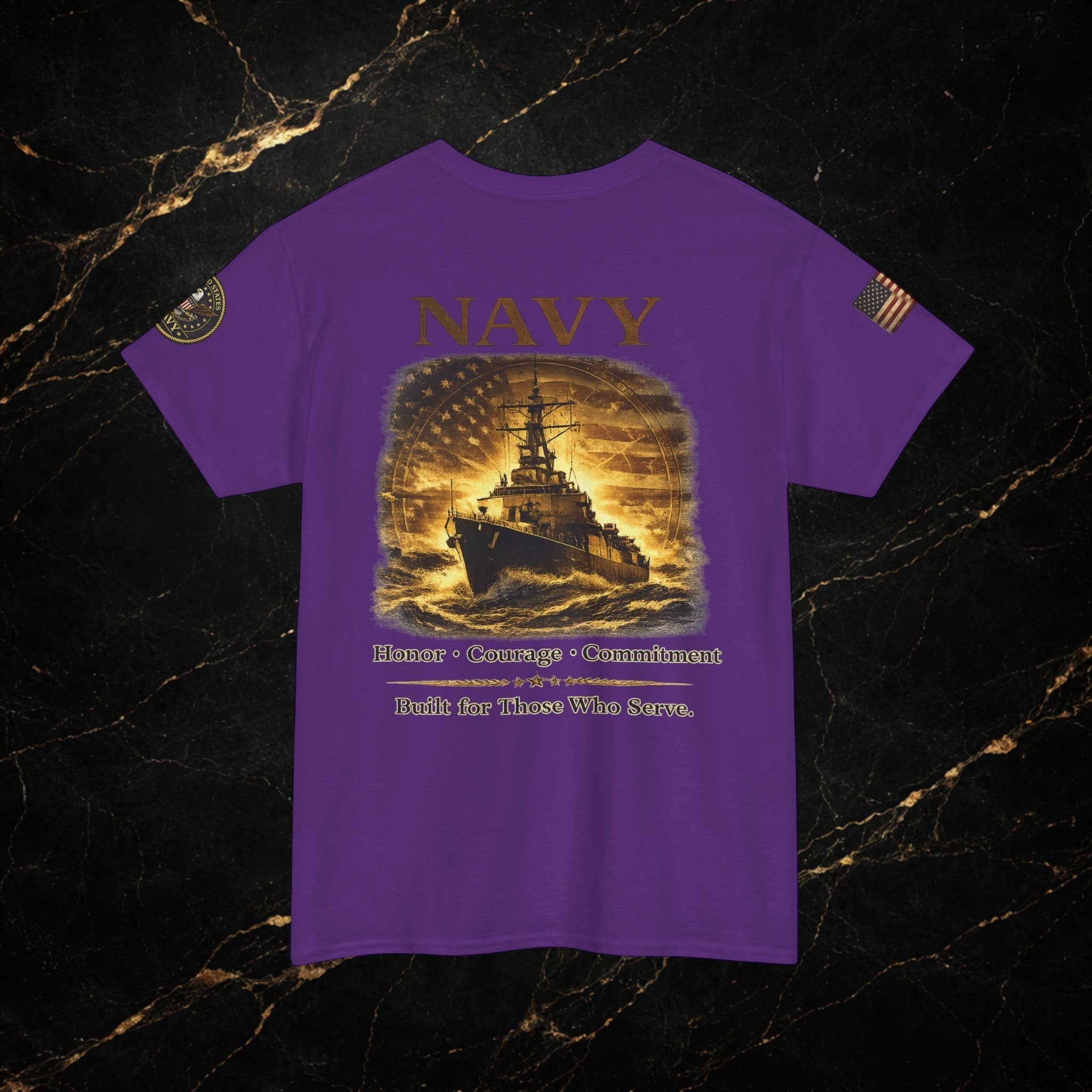 Navy ‘Forged at Sea’ Crew Neck Tee — Honor Courage Commitment Military T‑Shirt