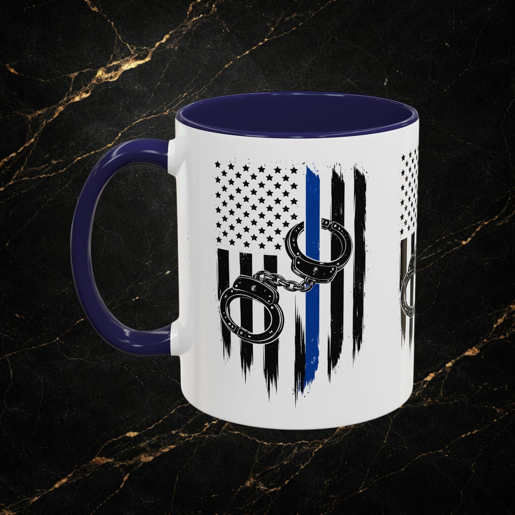 Police 911 Accent Coffee Mug — Patrol Car with Lights Coffee Cup (11/15oz)