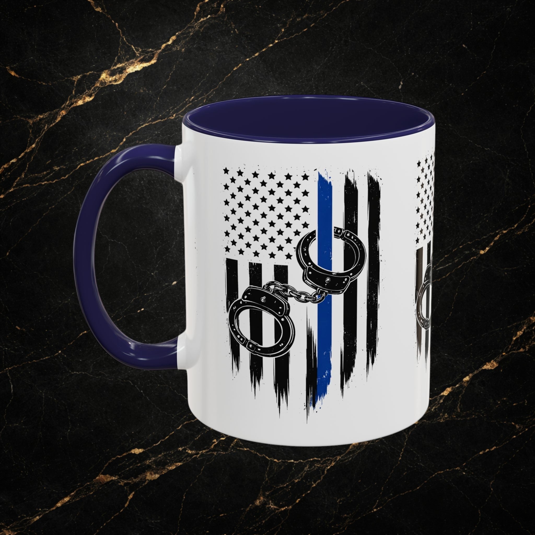 Police 911 Accent Coffee Mug — Patrol Car with Lights Coffee Cup (11/15oz)