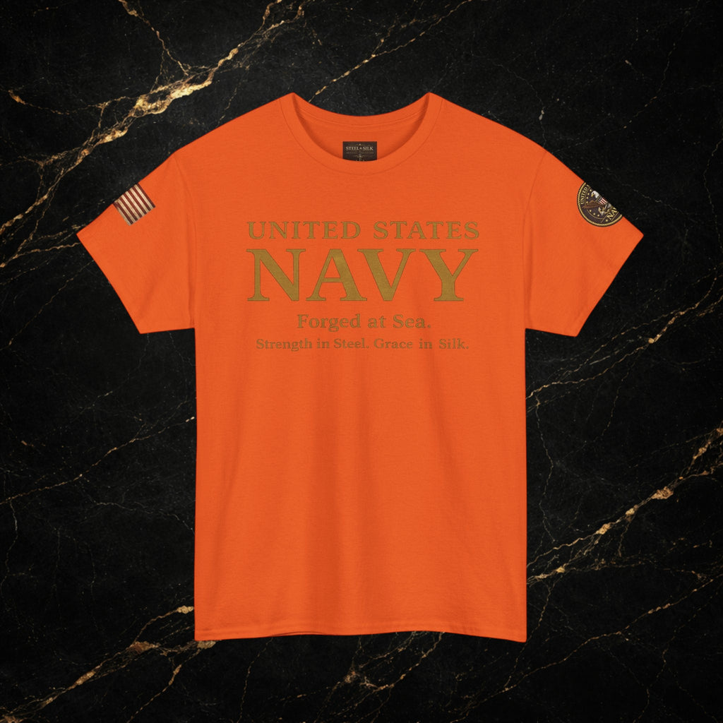 Navy ‘Forged at Sea’ Crew Neck Tee — Honor Courage Commitment Military T‑Shirt