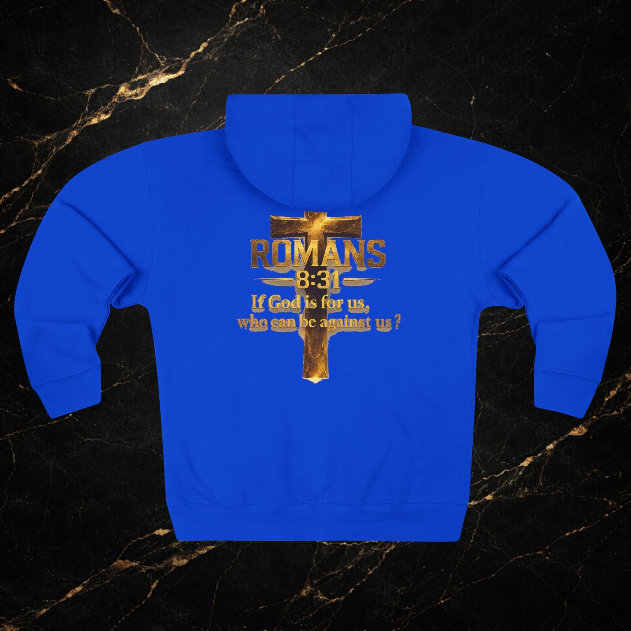 Romans 8:31 Cross Zip Hoodie — If God Is For Us Inspirational Christian Hoodie