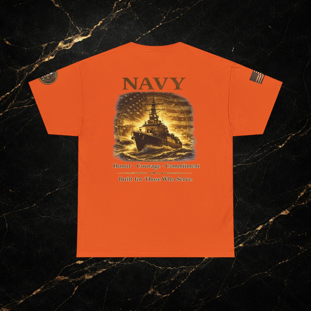 Navy ‘Forged at Sea’ Crew Neck Tee — Honor Courage Commitment Military T‑Shirt