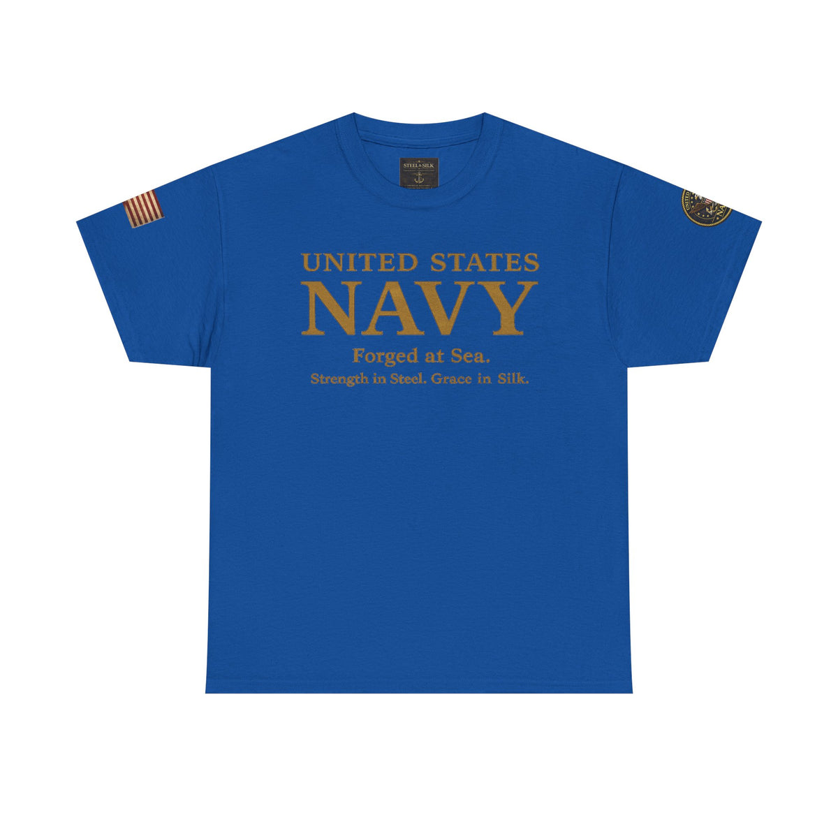 Navy ‘Forged at Sea’ Crew Neck Tee — Honor Courage Commitment Military T‑Shirt