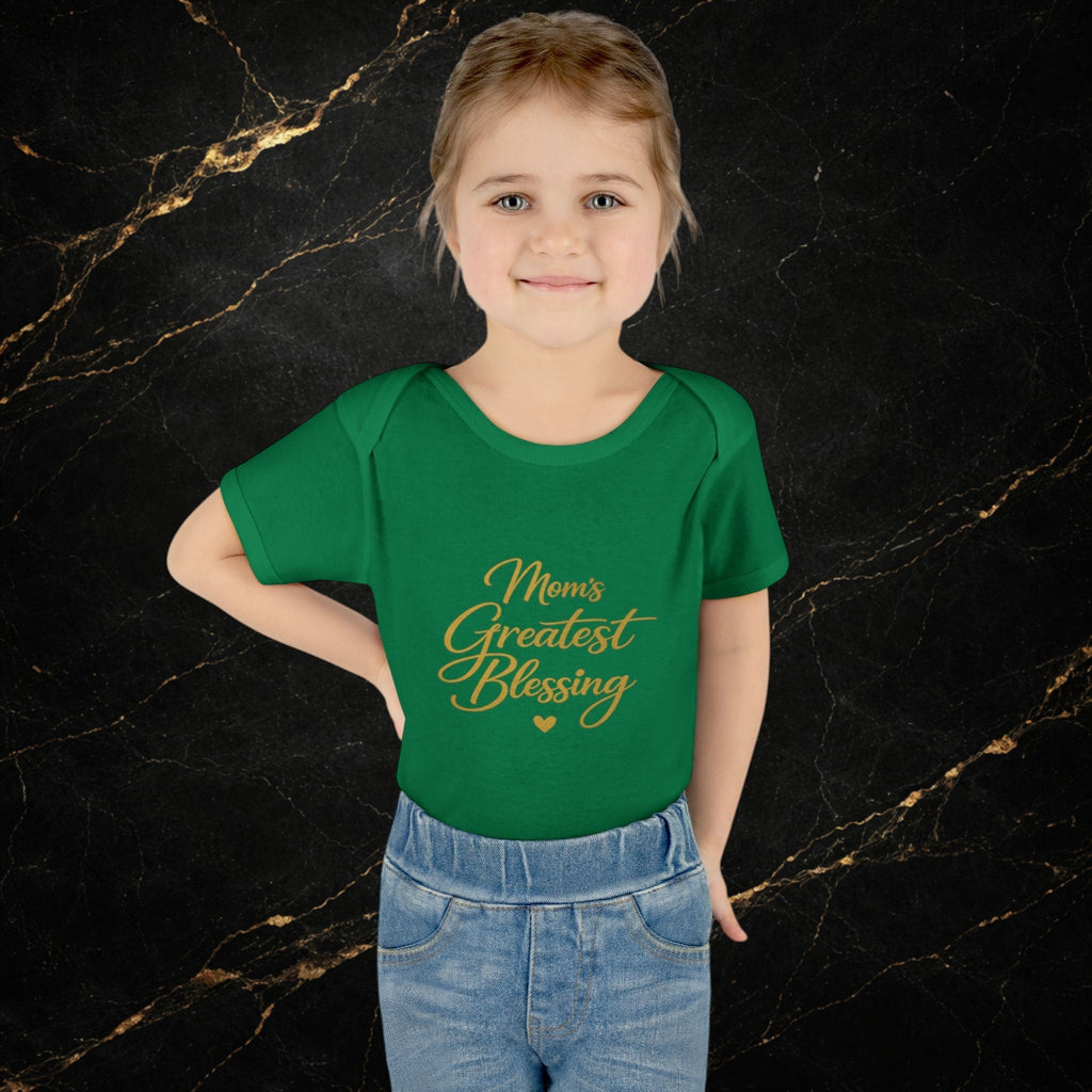 Mom's Greatest Blessing Infant Bodysuit — "Mom" Cross Newborn Onesie