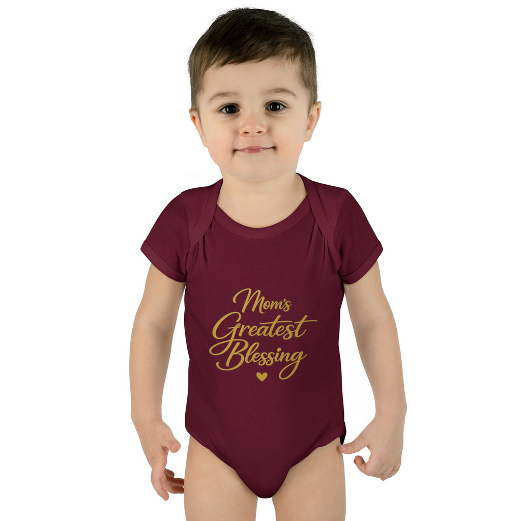 Mom's Greatest Blessing Infant Bodysuit — "Mom" Cross Newborn Onesie