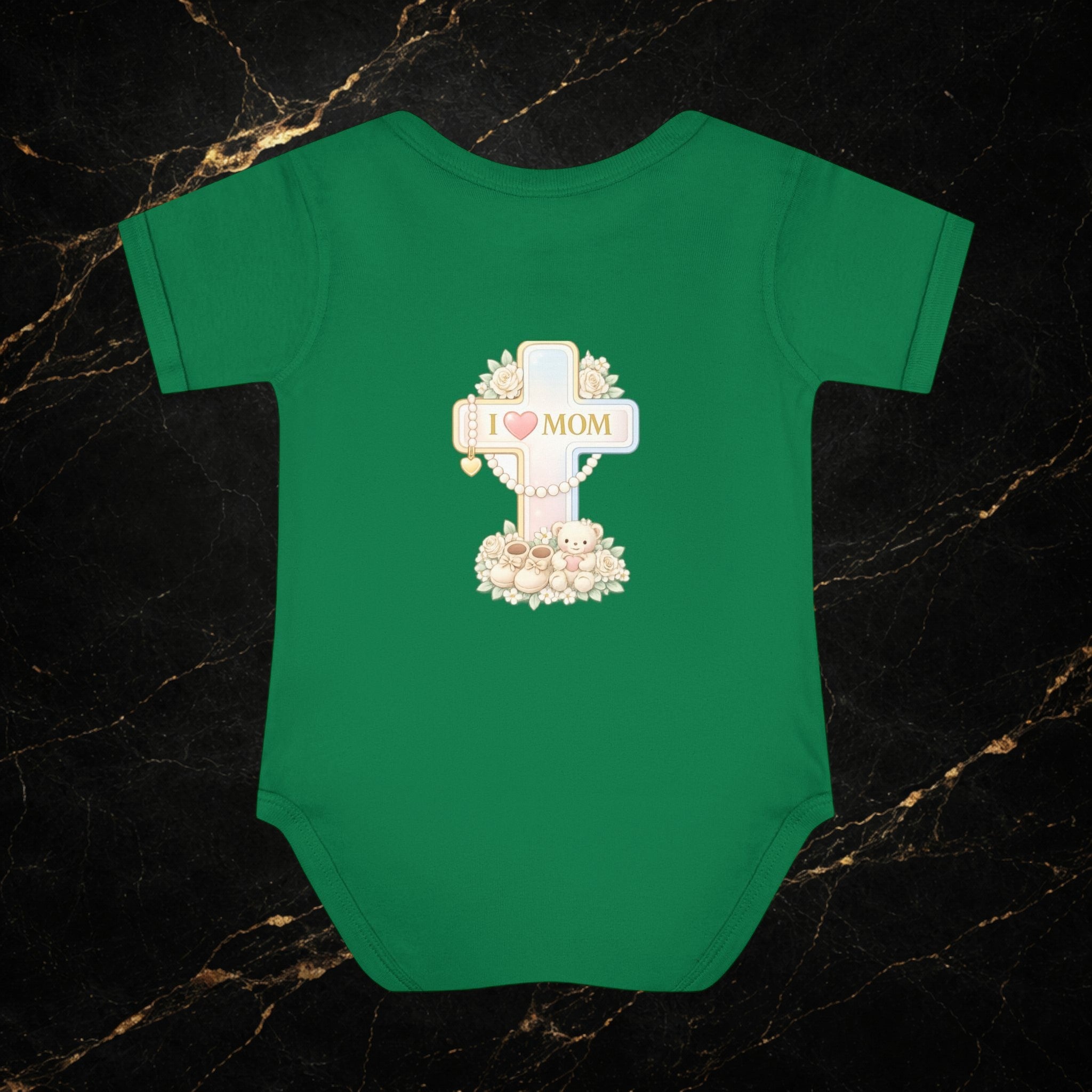 Mom's Greatest Blessing Infant Bodysuit — "Mom" Cross Newborn Onesie