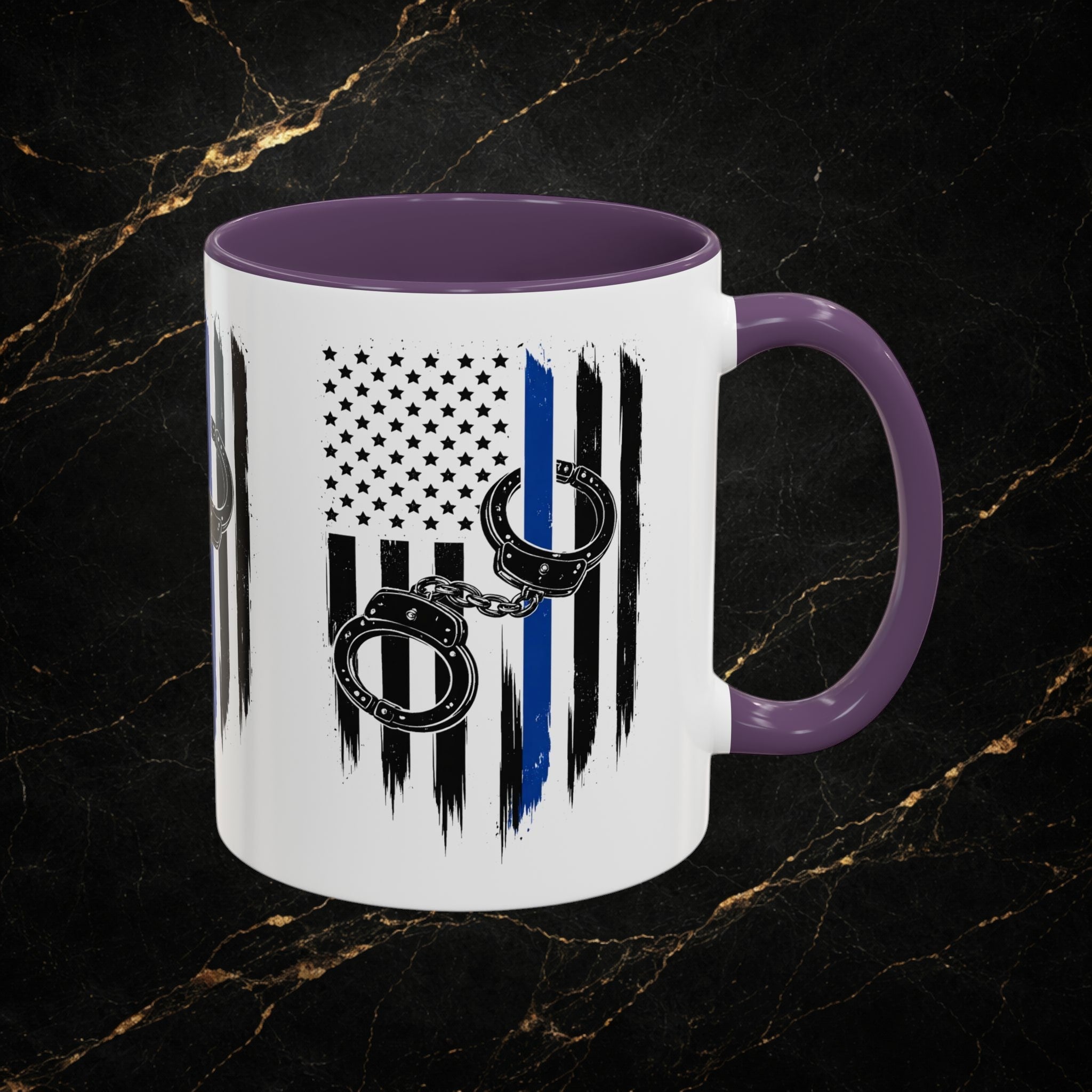 Police 911 Accent Coffee Mug — Patrol Car with Lights Coffee Cup (11/15oz)