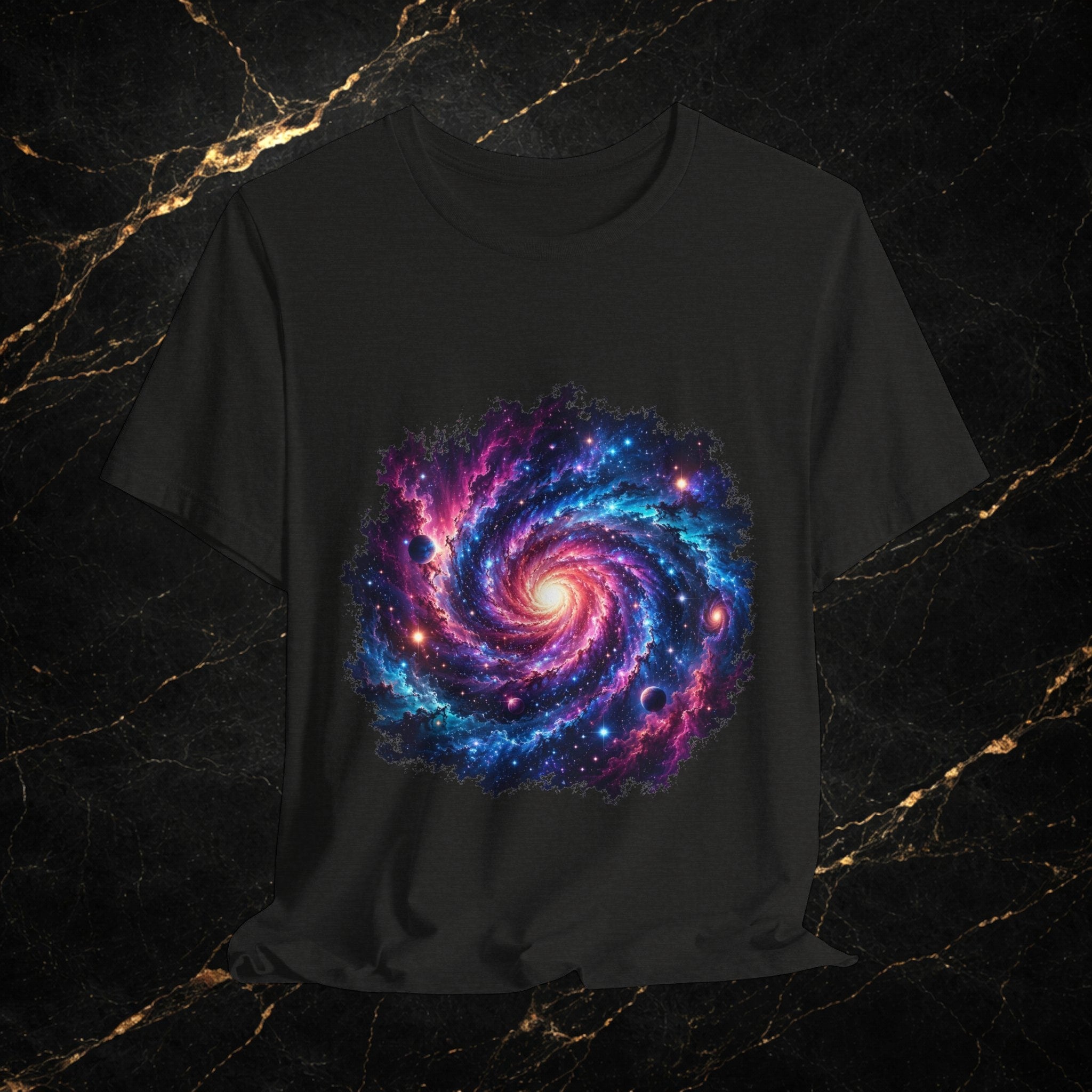 Galaxy Spiral T-Shirt — Colorful Cosmic Swirl Tee