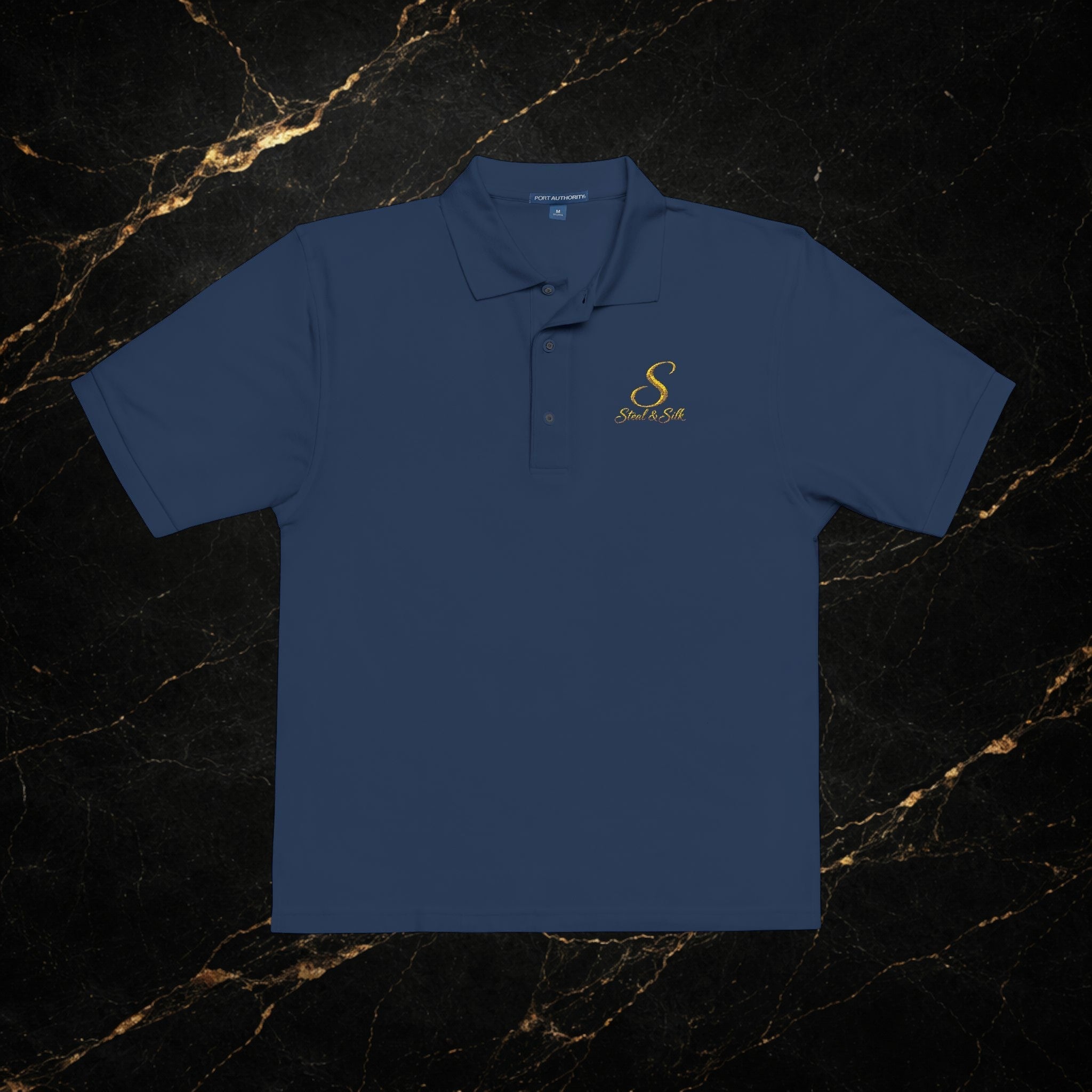 Embroidered Gold Snake Logo Polo Shirt — Classic Casual Dress Polo