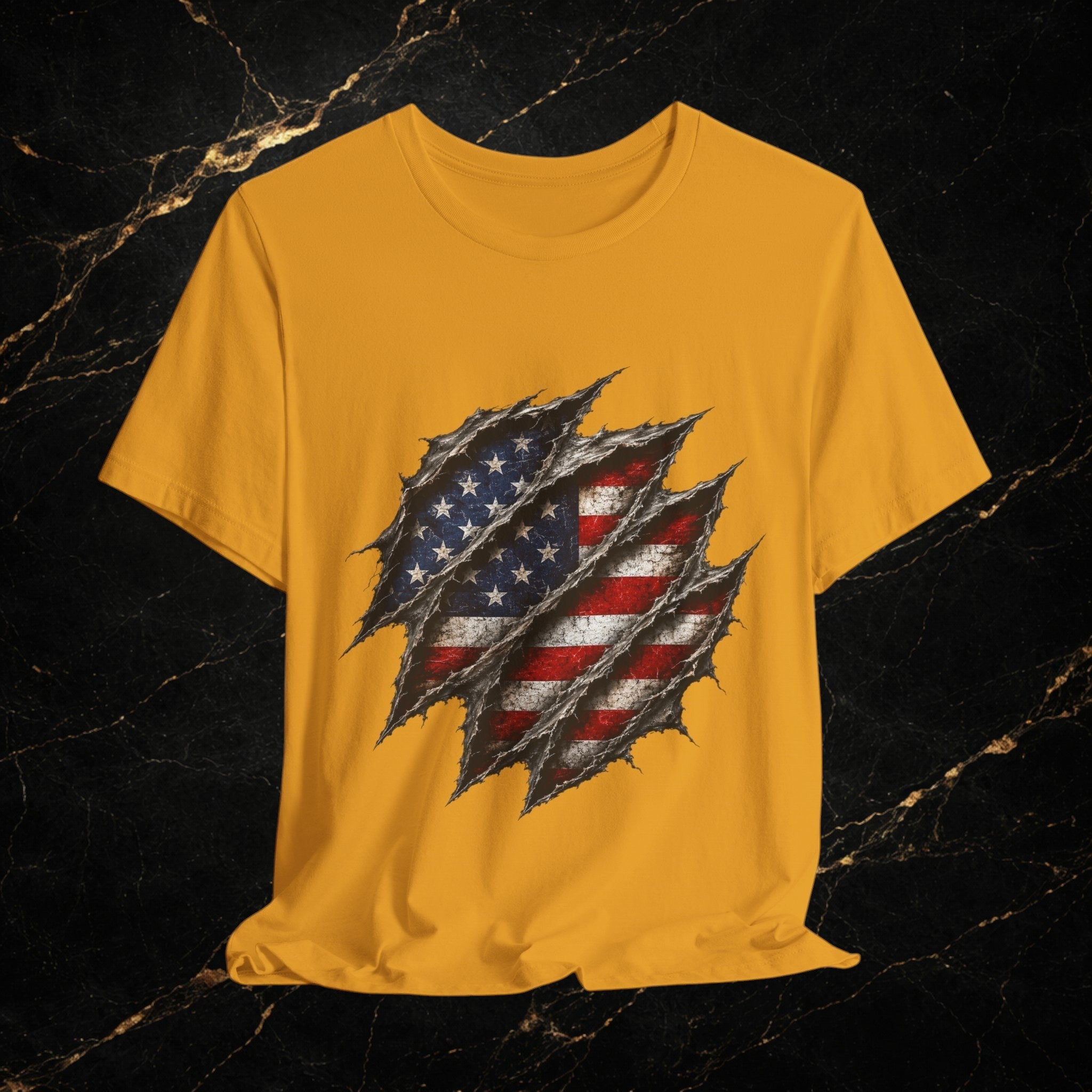American Flag Ripped Chest T-Shirt - Patriotic USA Graphic Tee