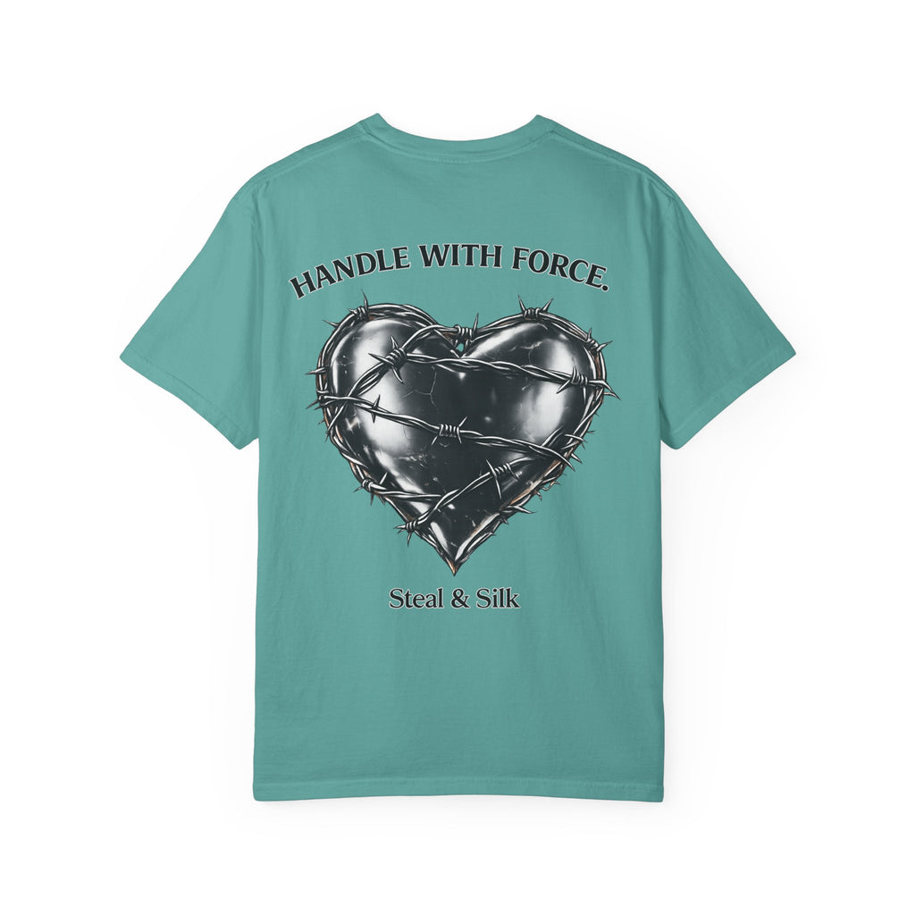 Handle With Force Heart Graphic T-Shirt — "Steal & Silk" Band Tee