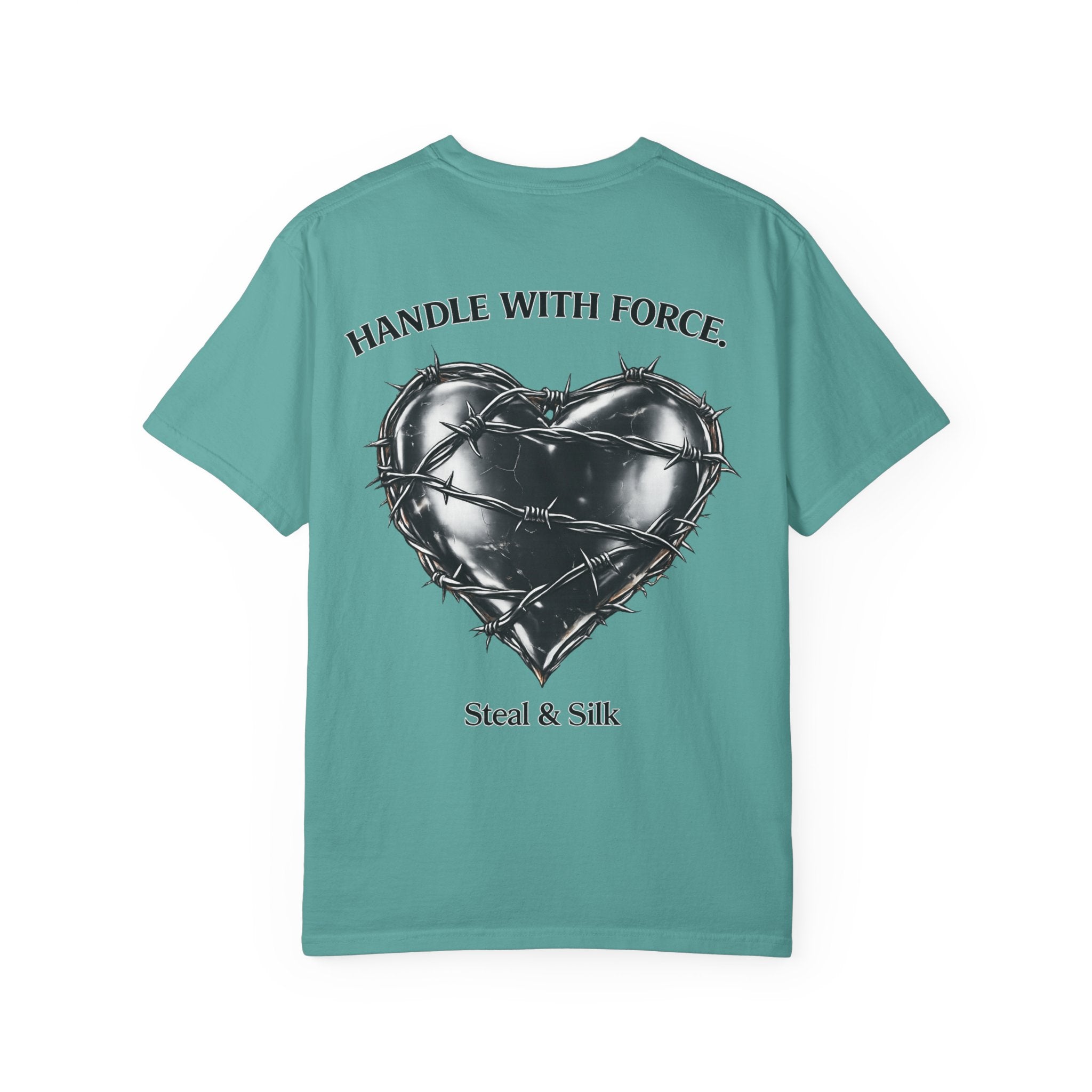 Handle With Force Heart Graphic T-Shirt — "Steal & Silk" Band Tee