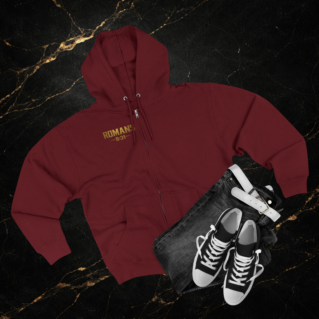 Romans 8:31 Cross Zip Hoodie — If God Is For Us Inspirational Christian Hoodie