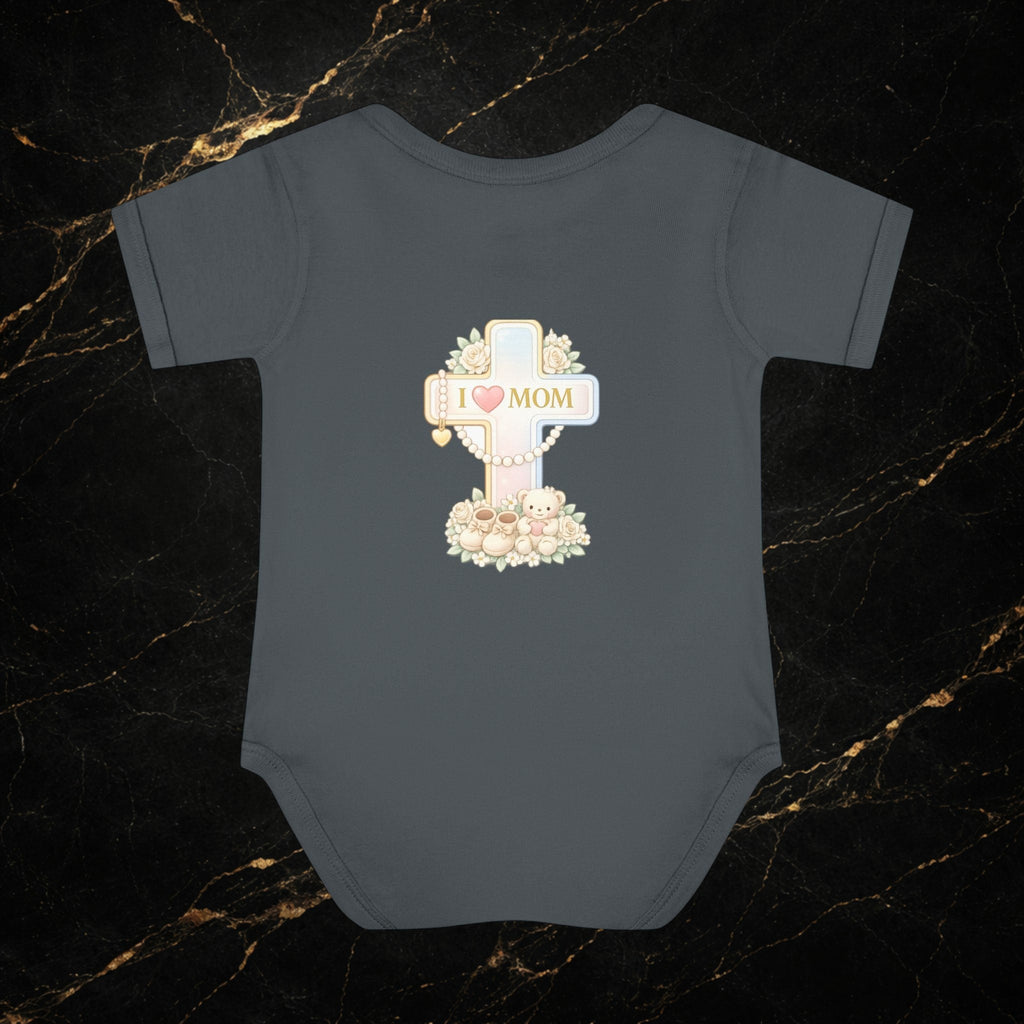 Mom's Greatest Blessing Infant Bodysuit — "Mom" Cross Newborn Onesie
