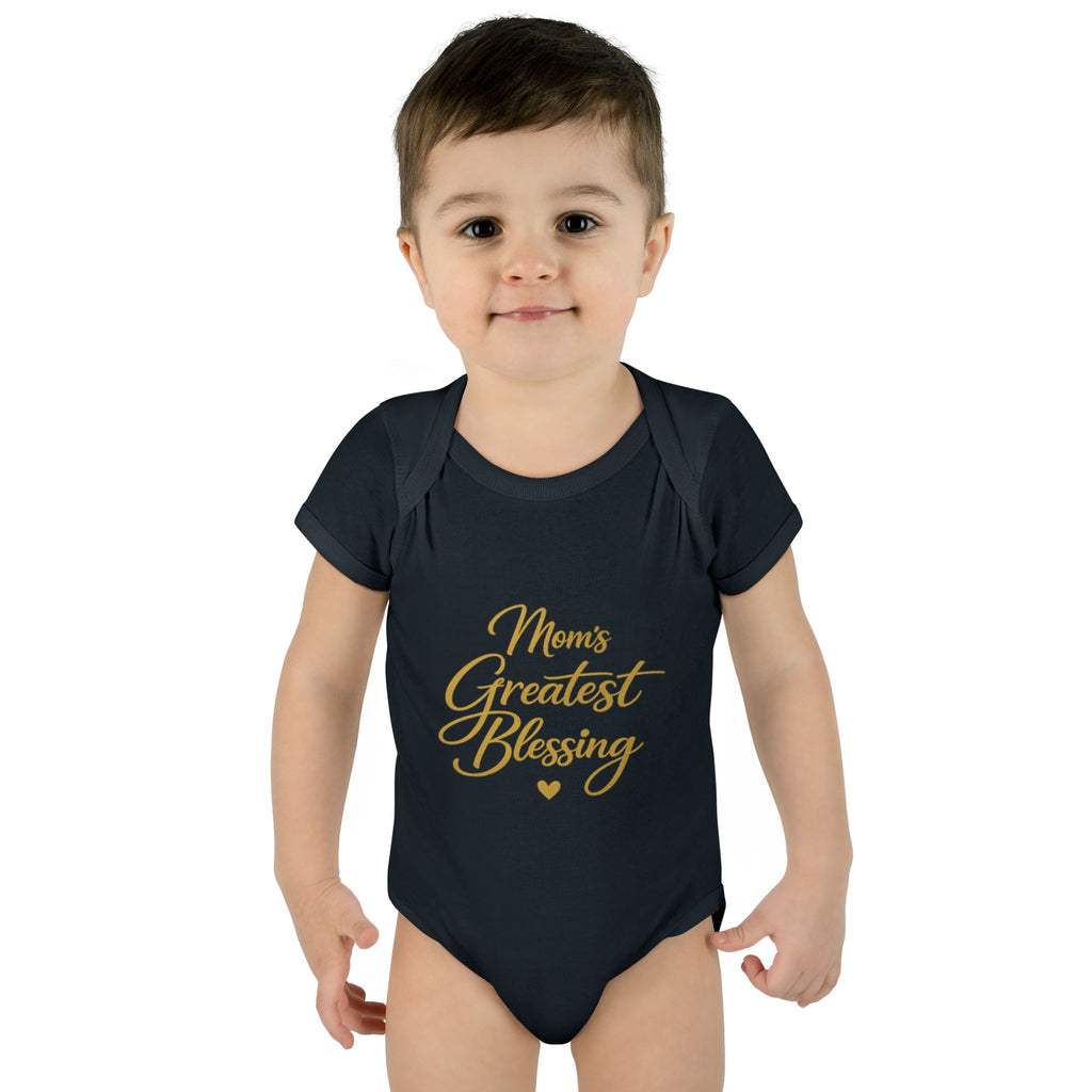 Mom's Greatest Blessing Infant Bodysuit — "Mom" Cross Newborn Onesie