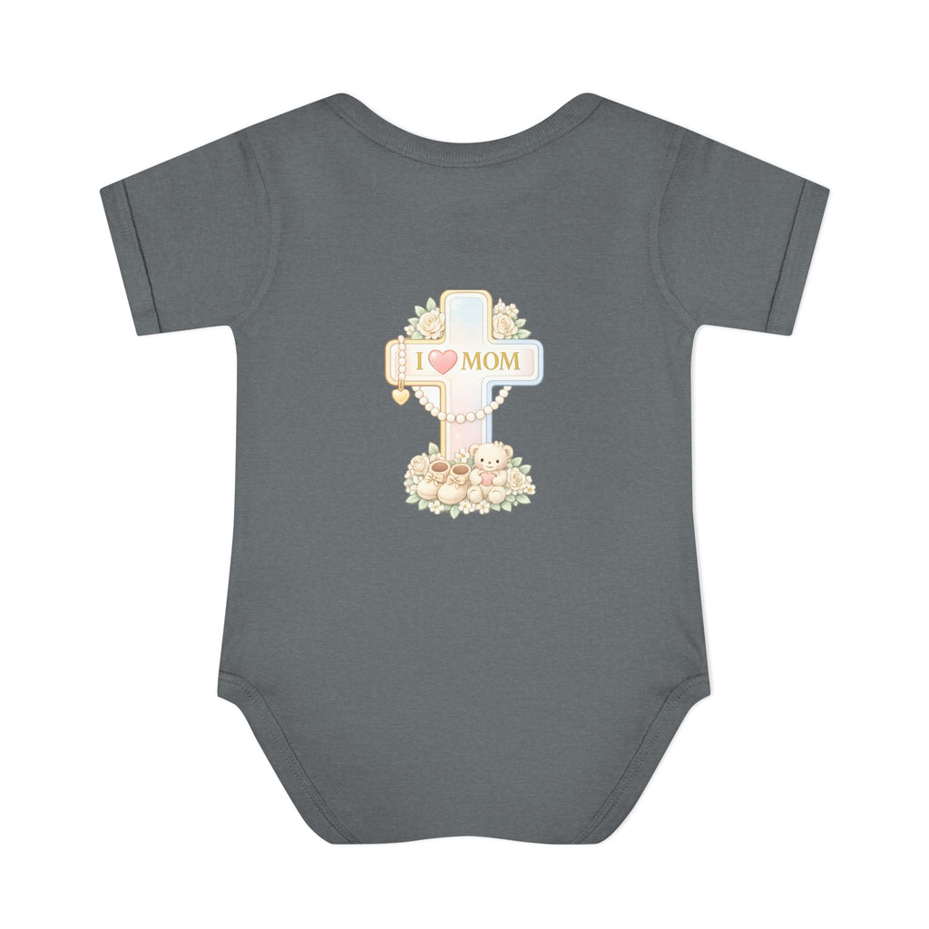 Mom's Greatest Blessing Infant Bodysuit — "Mom" Cross Newborn Onesie
