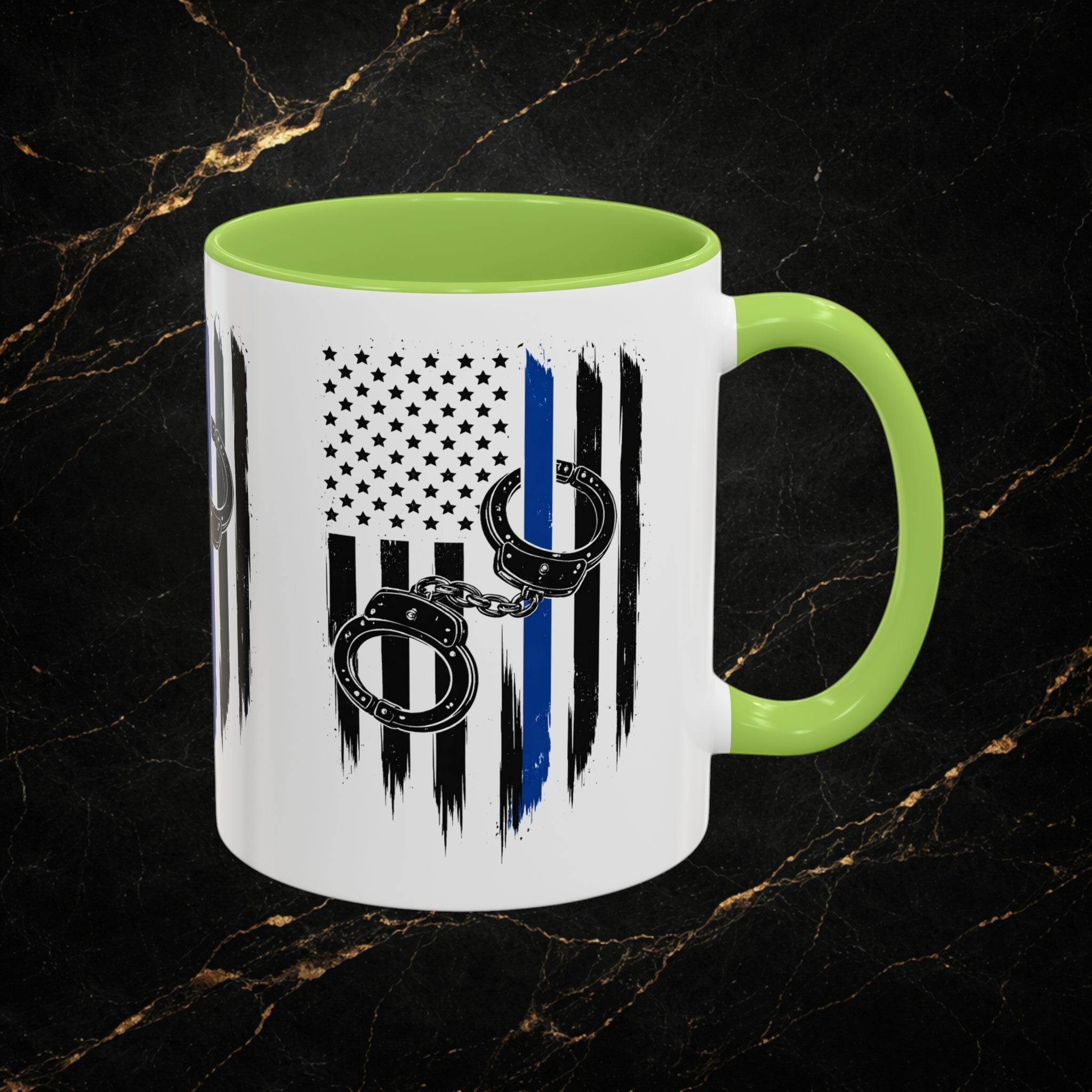 Police 911 Accent Coffee Mug — Patrol Car with Lights Coffee Cup (11/15oz)