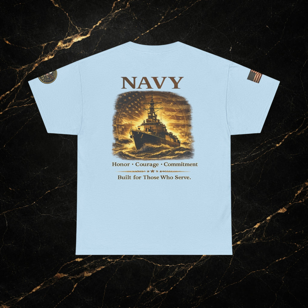 Navy ‘Forged at Sea’ Crew Neck Tee — Honor Courage Commitment Military T‑Shirt
