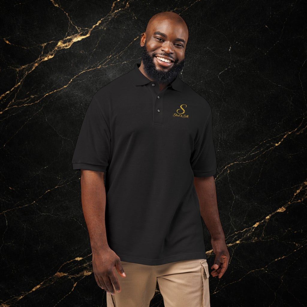 Embroidered Gold Snake Logo Polo Shirt — Classic Casual Dress Polo