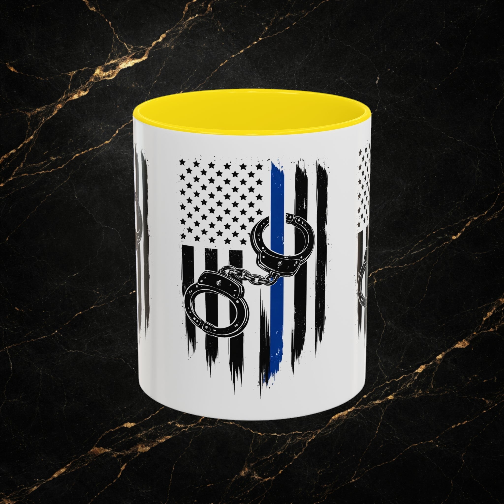 Police 911 Accent Coffee Mug — Patrol Car with Lights Coffee Cup (11/15oz)