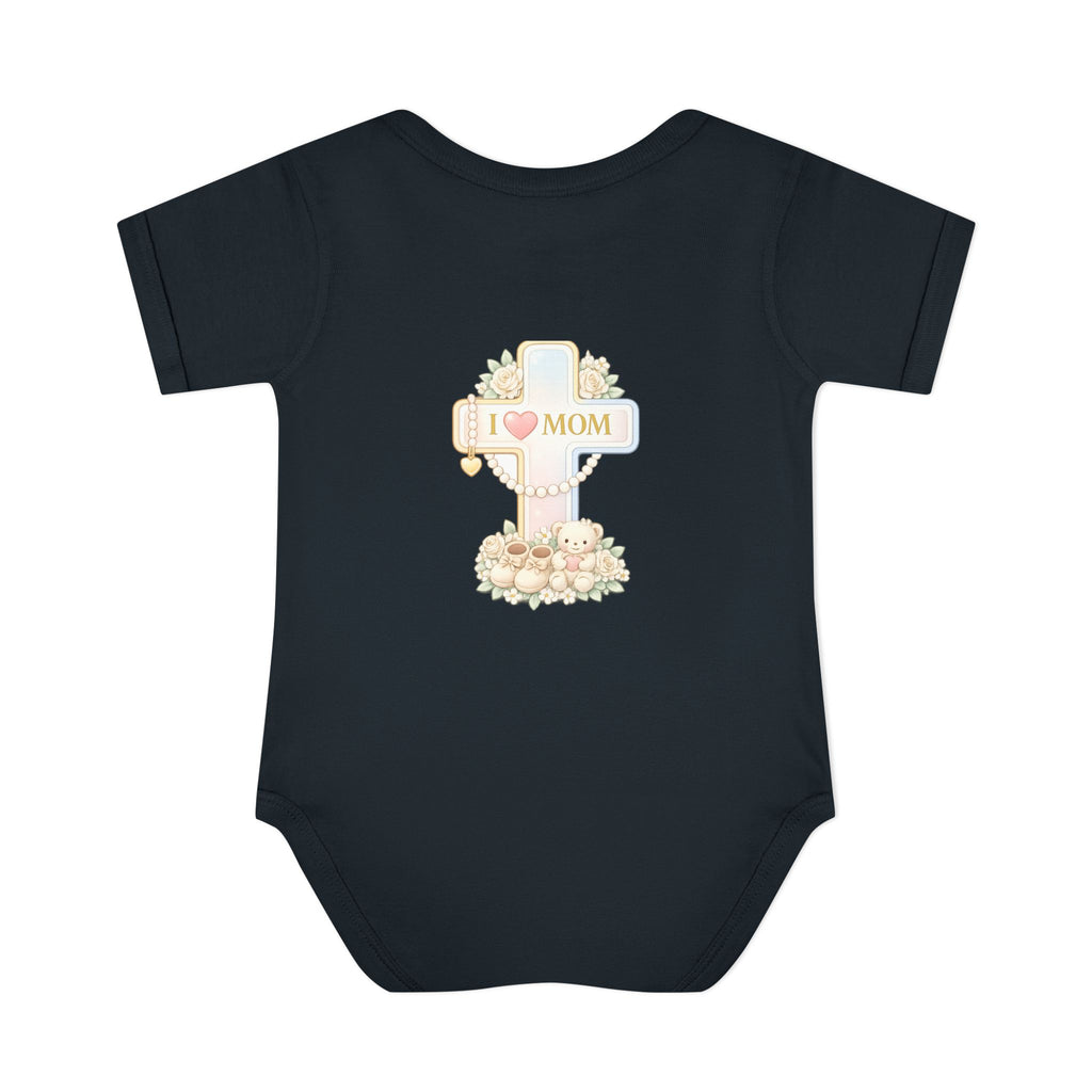 Mom's Greatest Blessing Infant Bodysuit — "Mom" Cross Newborn Onesie