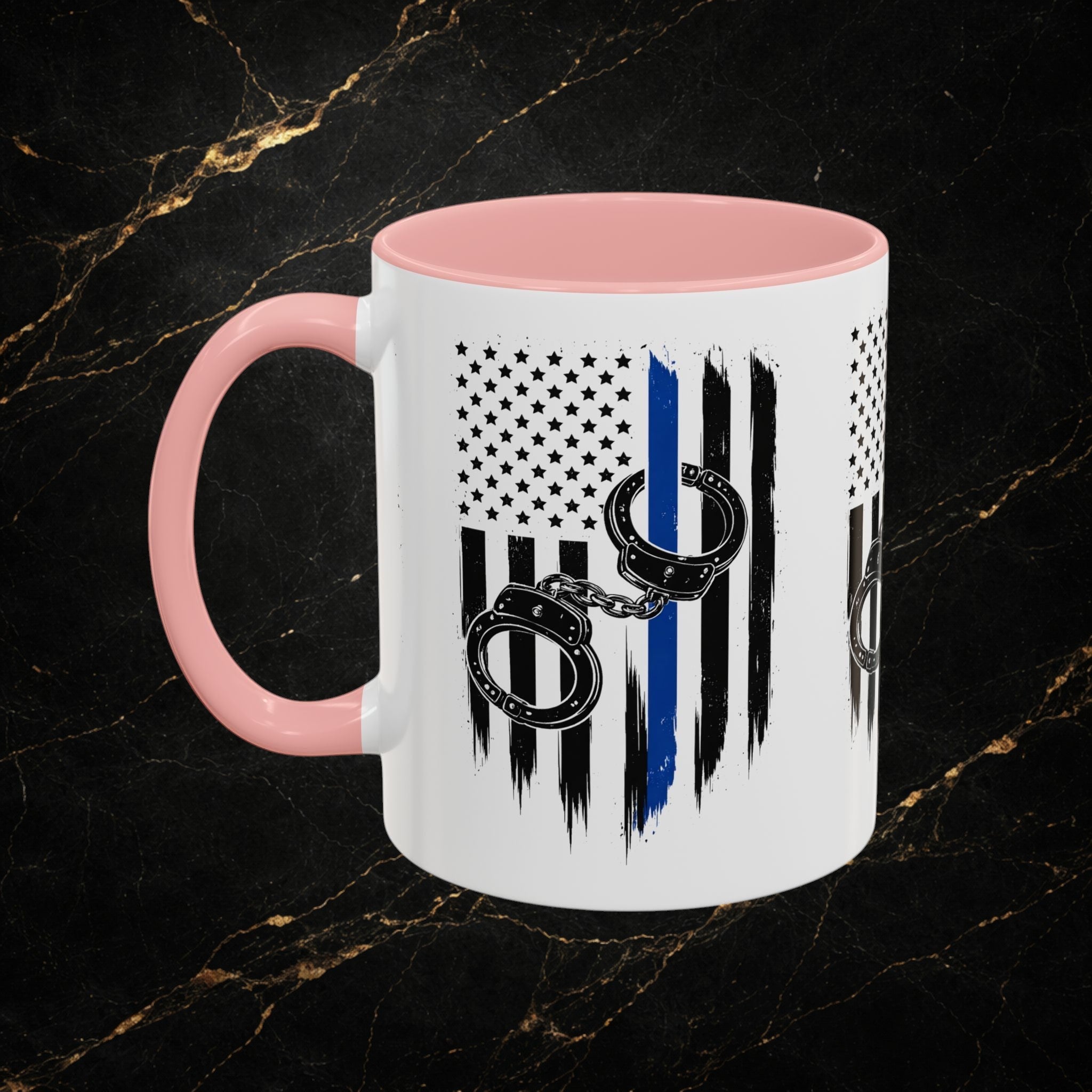 Police 911 Accent Coffee Mug — Patrol Car with Lights Coffee Cup (11/15oz)