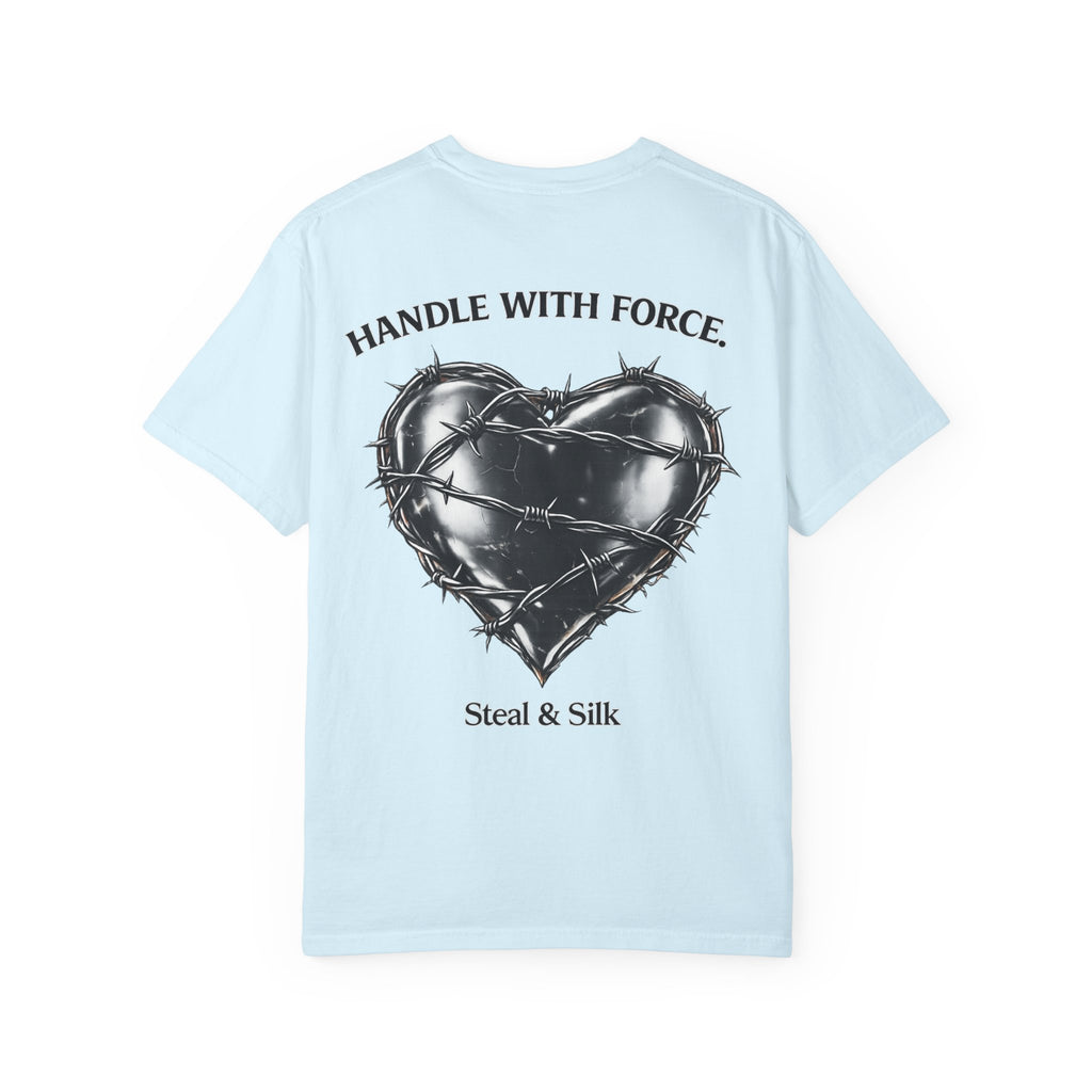Handle With Force Heart Graphic T-Shirt — "Steal & Silk" Band Tee