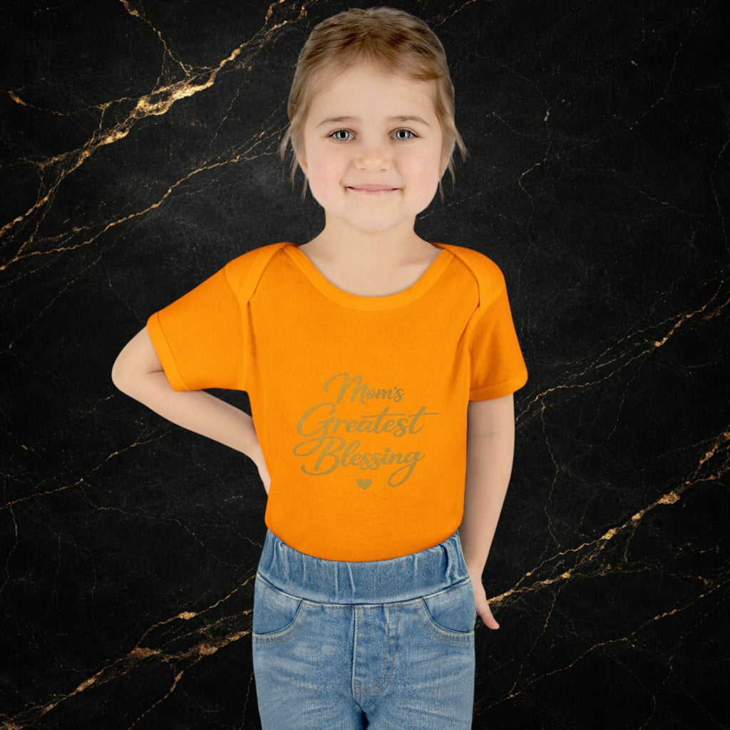 Mom's Greatest Blessing Infant Bodysuit — "Mom" Cross Newborn Onesie