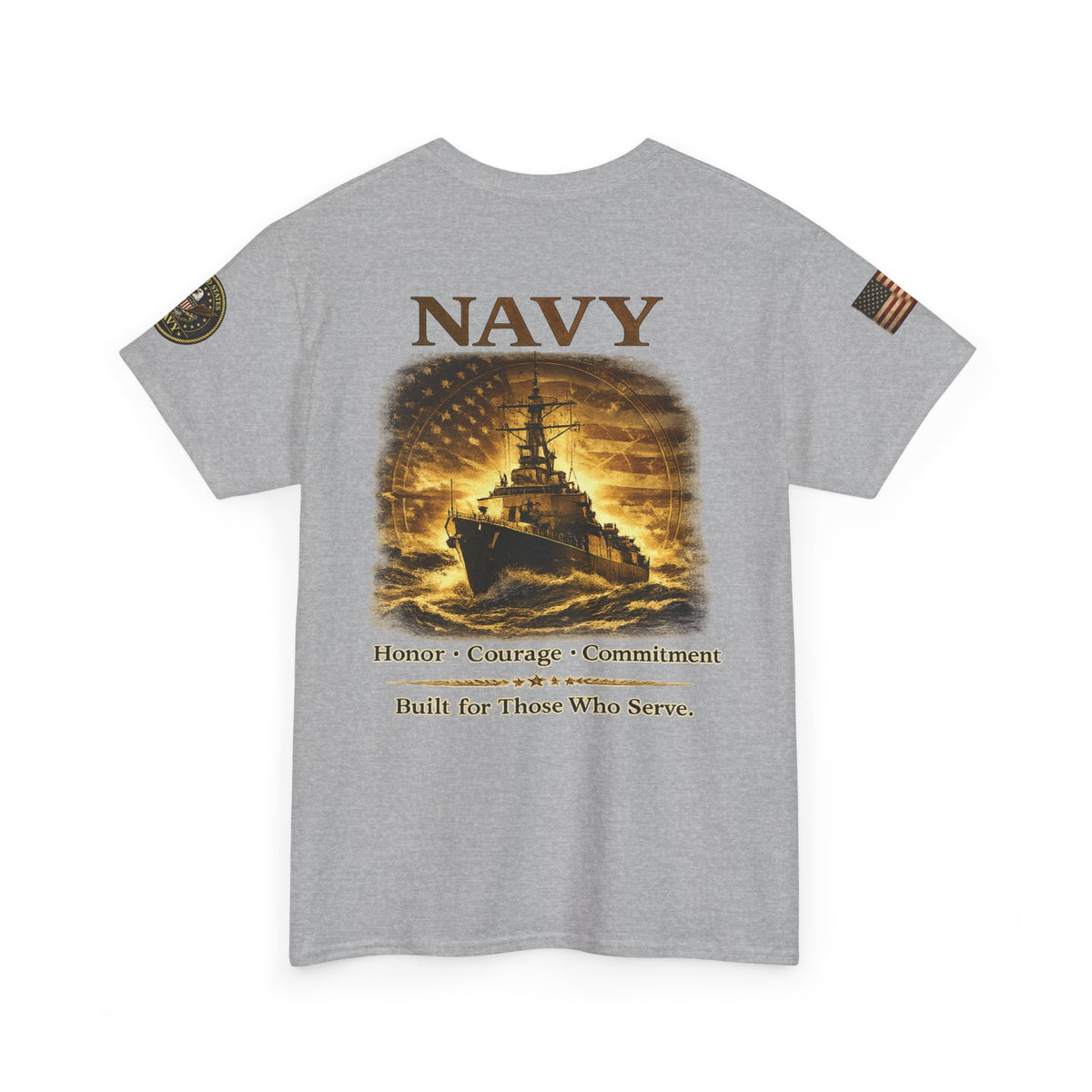 Navy ‘Forged at Sea’ Crew Neck Tee — Honor Courage Commitment Military T‑Shirt