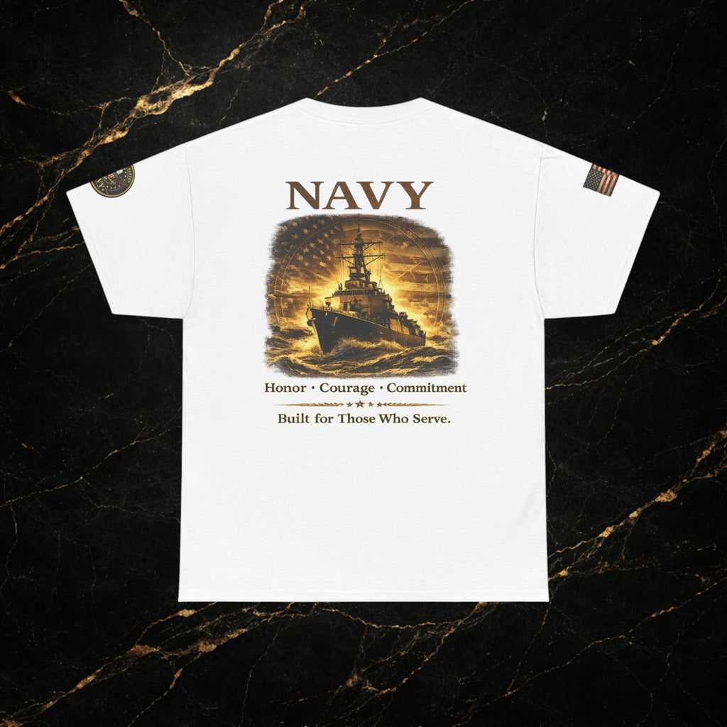 Navy ‘Forged at Sea’ Crew Neck Tee — Honor Courage Commitment Military T‑Shirt