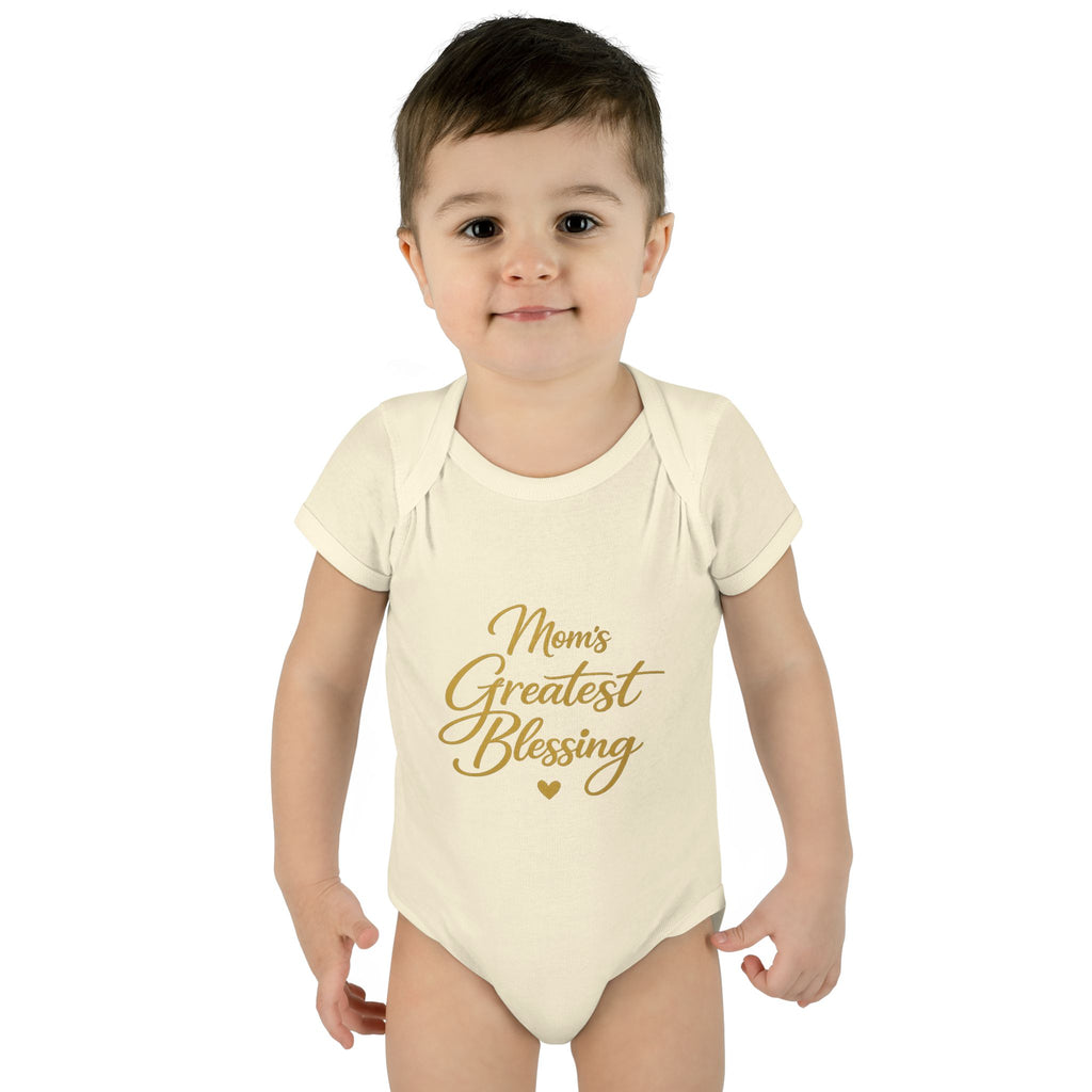 Mom's Greatest Blessing Infant Bodysuit — "Mom" Cross Newborn Onesie