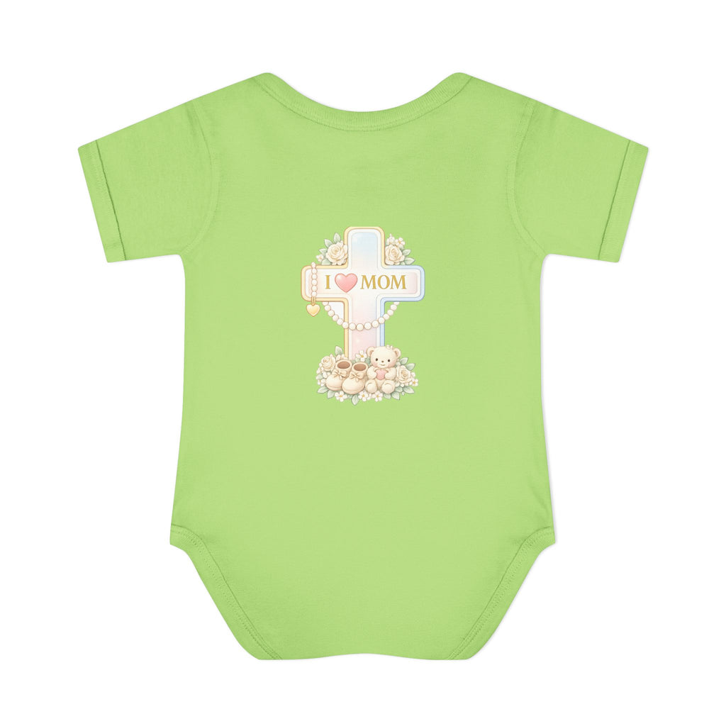 Mom's Greatest Blessing Infant Bodysuit — "Mom" Cross Newborn Onesie