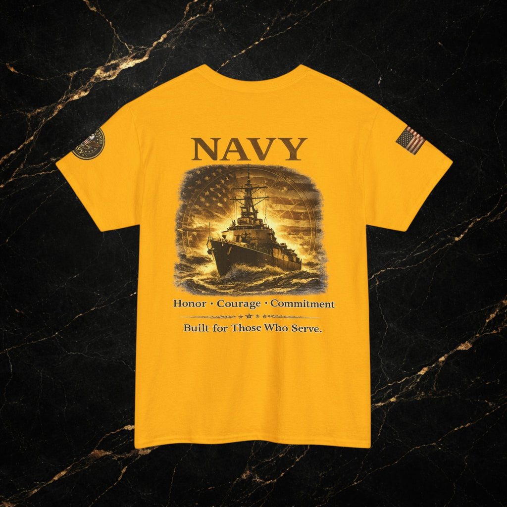 Navy ‘Forged at Sea’ Crew Neck Tee — Honor Courage Commitment Military T‑Shirt