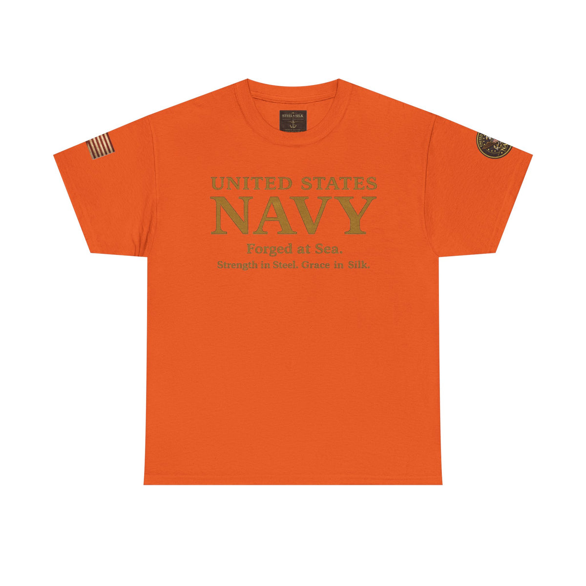 Navy ‘Forged at Sea’ Crew Neck Tee — Honor Courage Commitment Military T‑Shirt