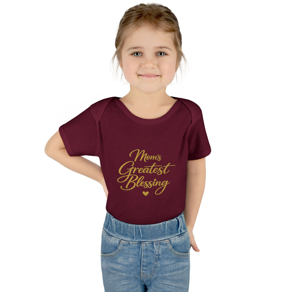 Mom's Greatest Blessing Infant Bodysuit — "Mom" Cross Newborn Onesie