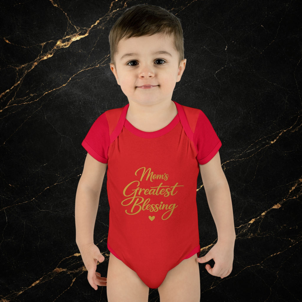 Mom's Greatest Blessing Infant Bodysuit — "Mom" Cross Newborn Onesie