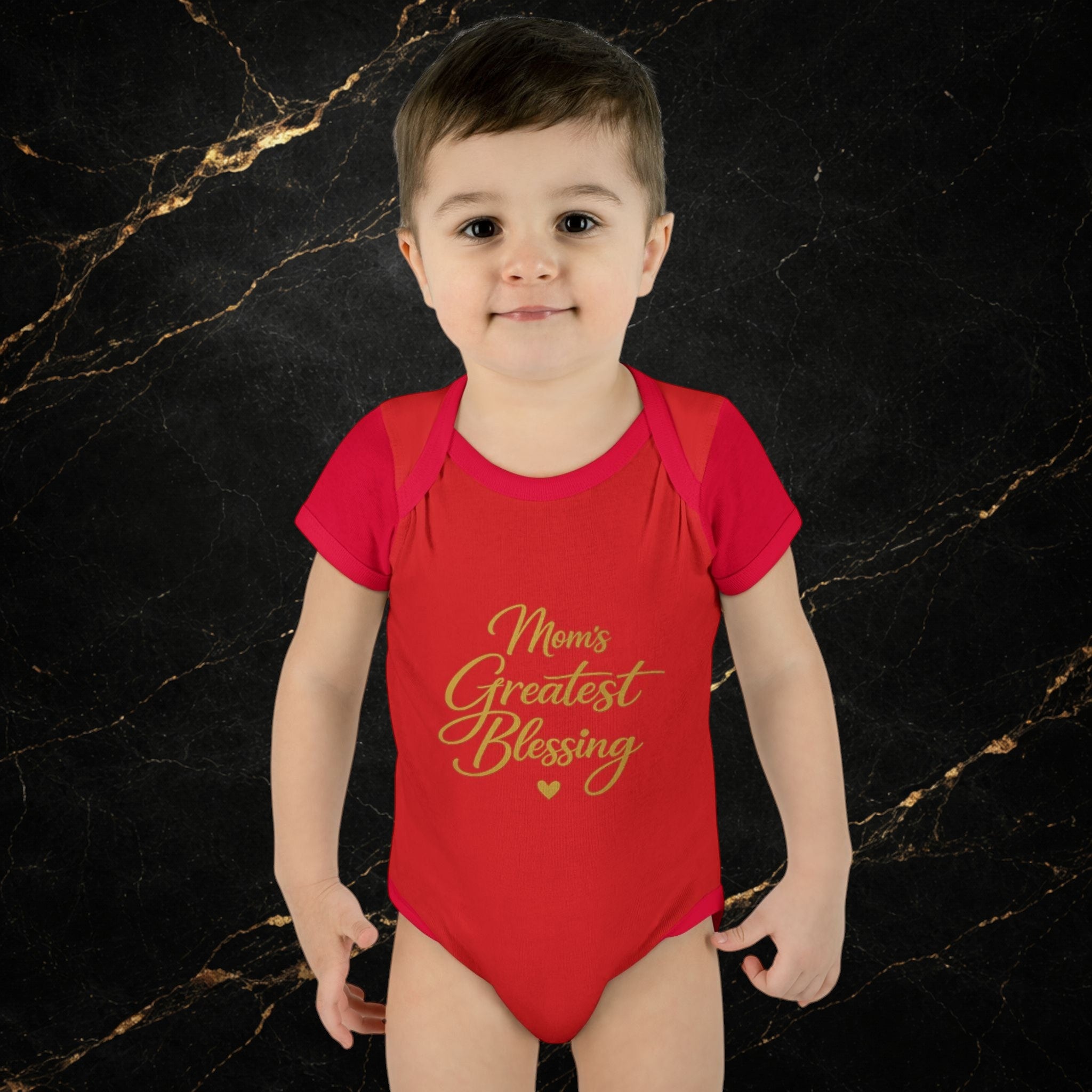 Mom's Greatest Blessing Infant Bodysuit — "Mom" Cross Newborn Onesie