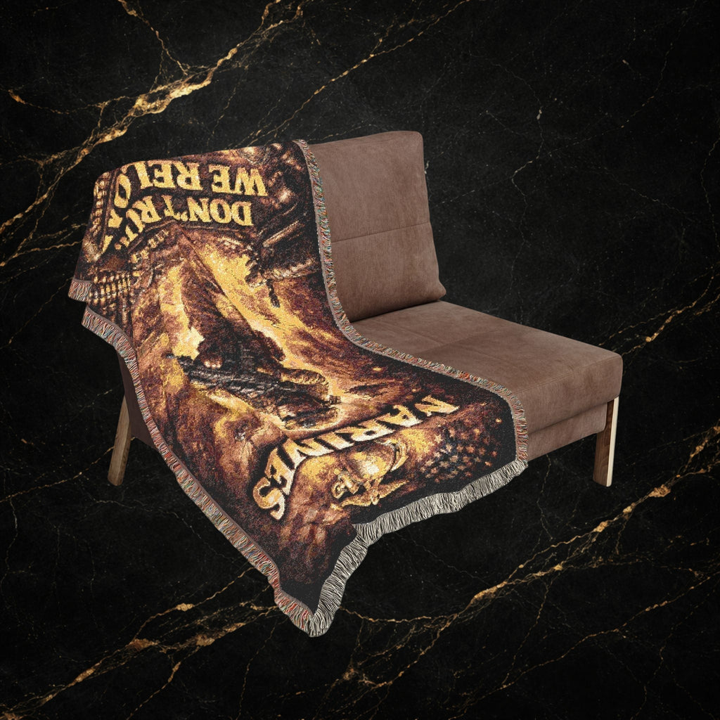 Marines Woven Blanket - "Don't Tread, We Reload" Patriotic Military Throw