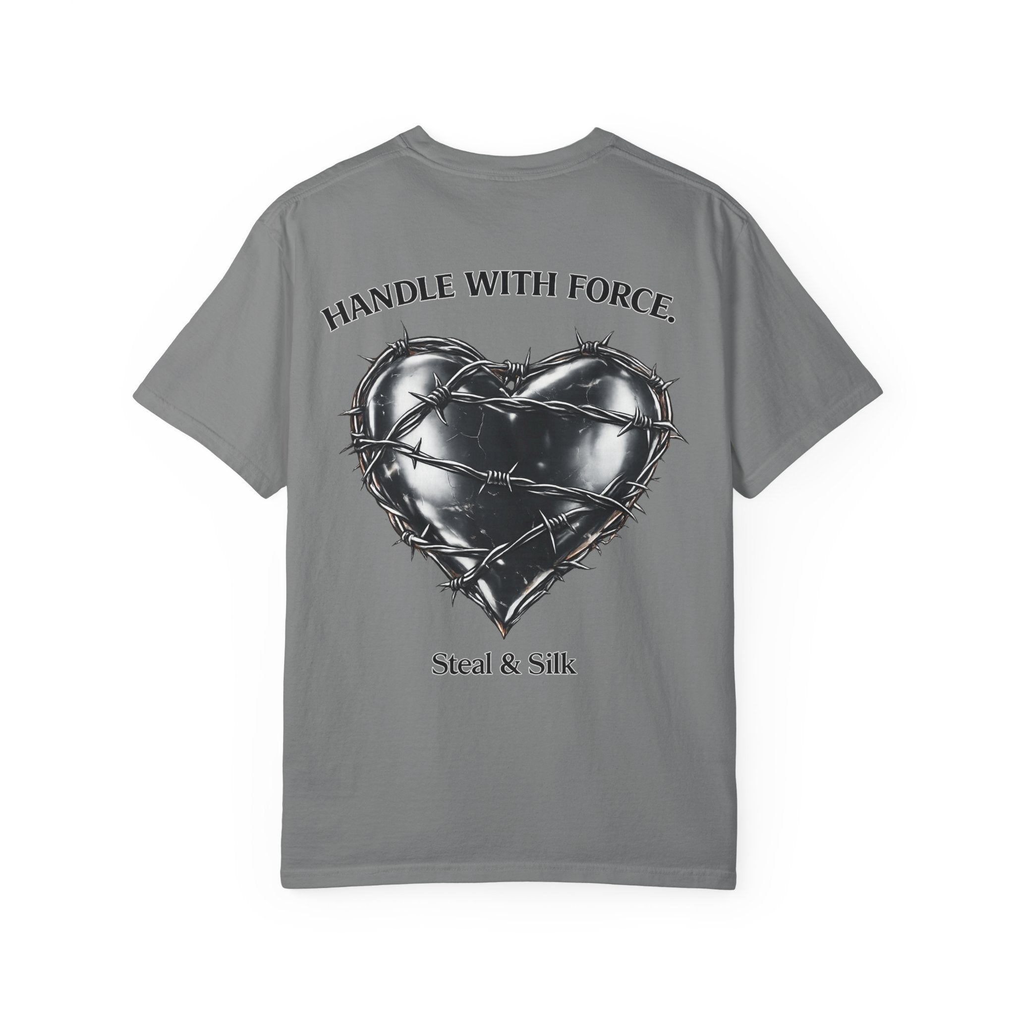 Handle With Force Heart Graphic T-Shirt — "Steal & Silk" Band Tee