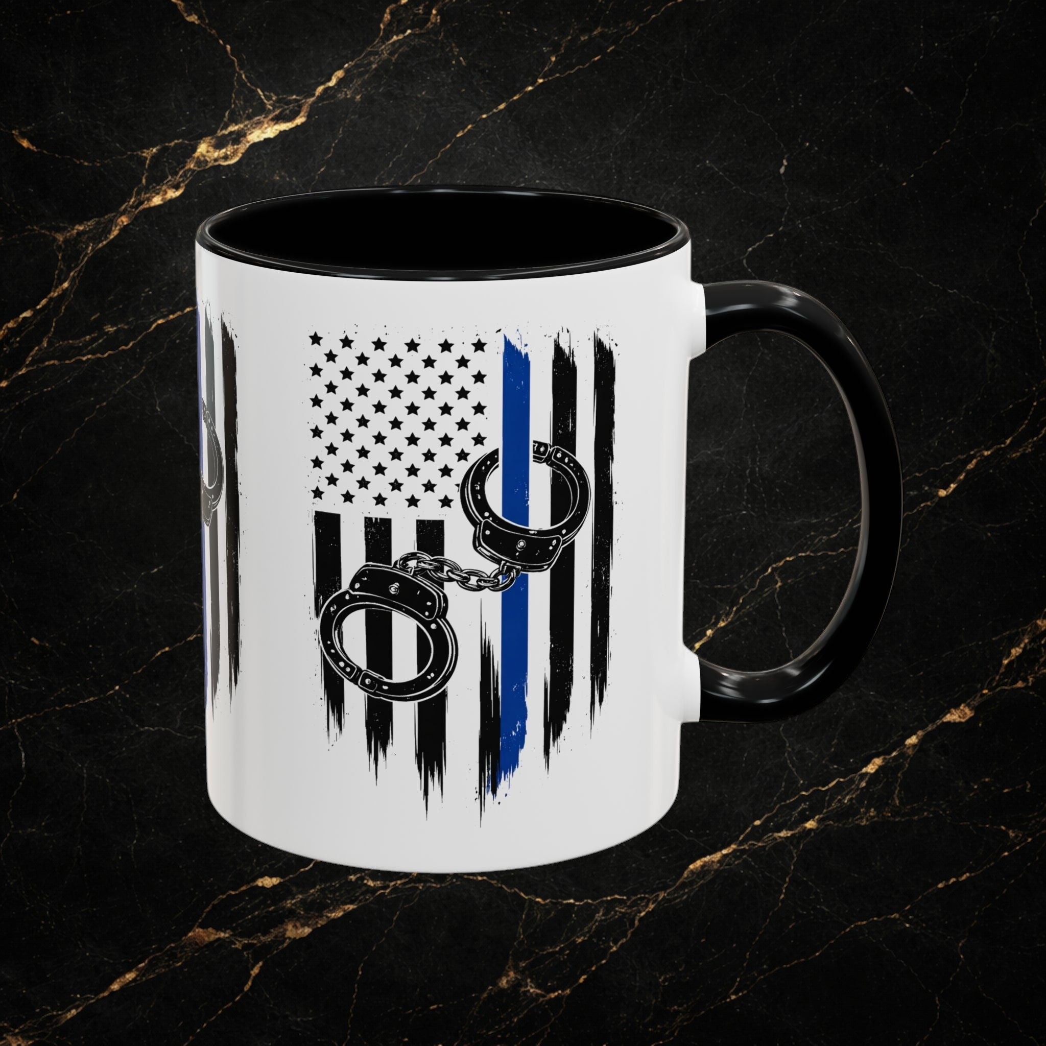 Police 911 Accent Coffee Mug — Patrol Car with Lights Coffee Cup (11/15oz)