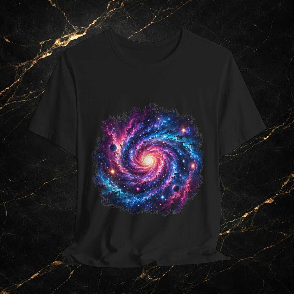 Galaxy Spiral T-Shirt — Colorful Cosmic Swirl Tee