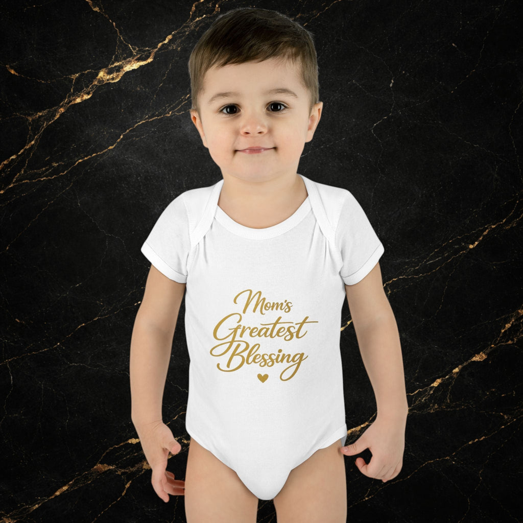 Mom's Greatest Blessing Infant Bodysuit — "Mom" Cross Newborn Onesie