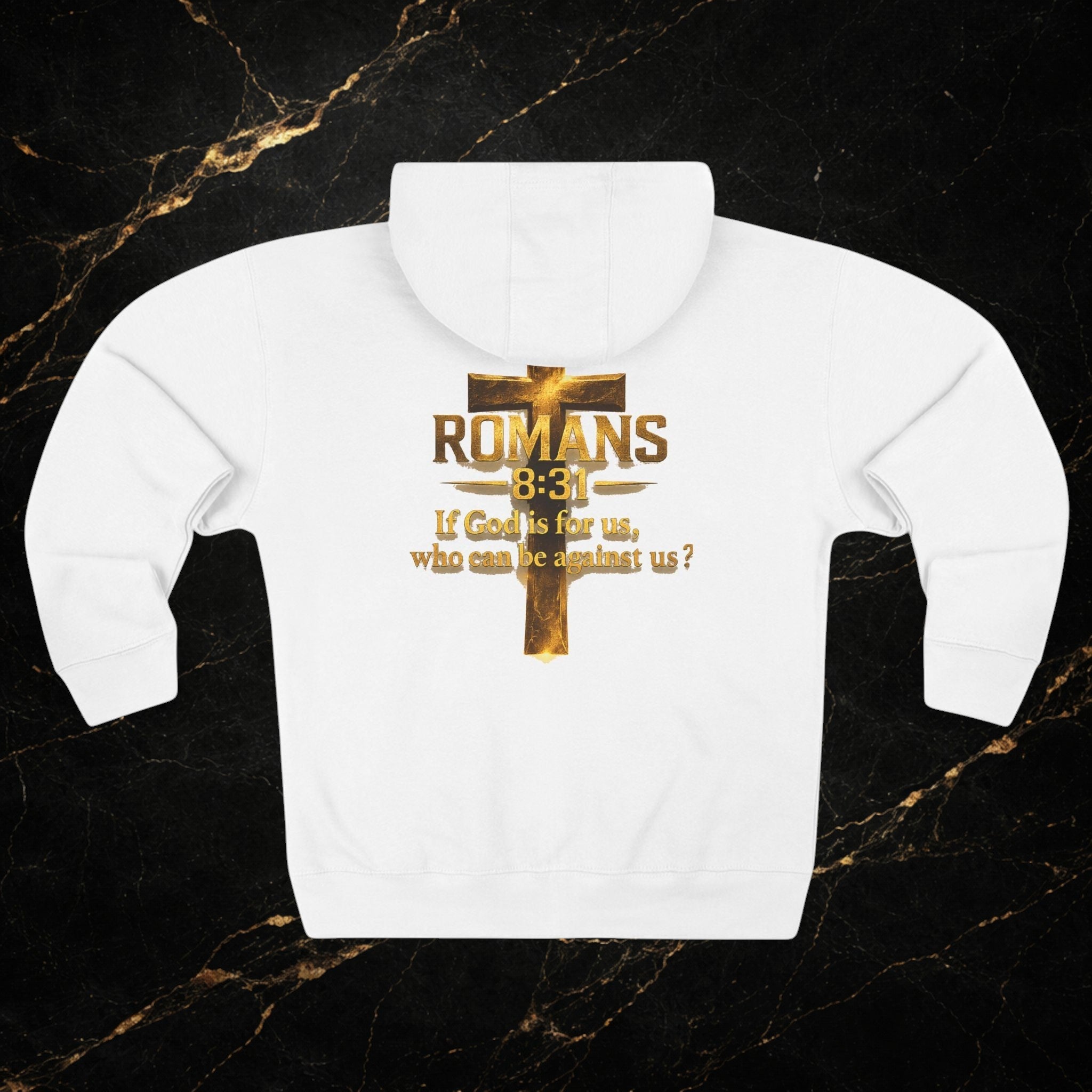 Romans 8:31 Cross Zip Hoodie — If God Is For Us Inspirational Christian Hoodie
